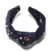CHICAGO BEARS LELE SADOUGHI X NFL NAVY EMBELLISHED KNOTTED HEADBAND sold by Lele Sadoughi