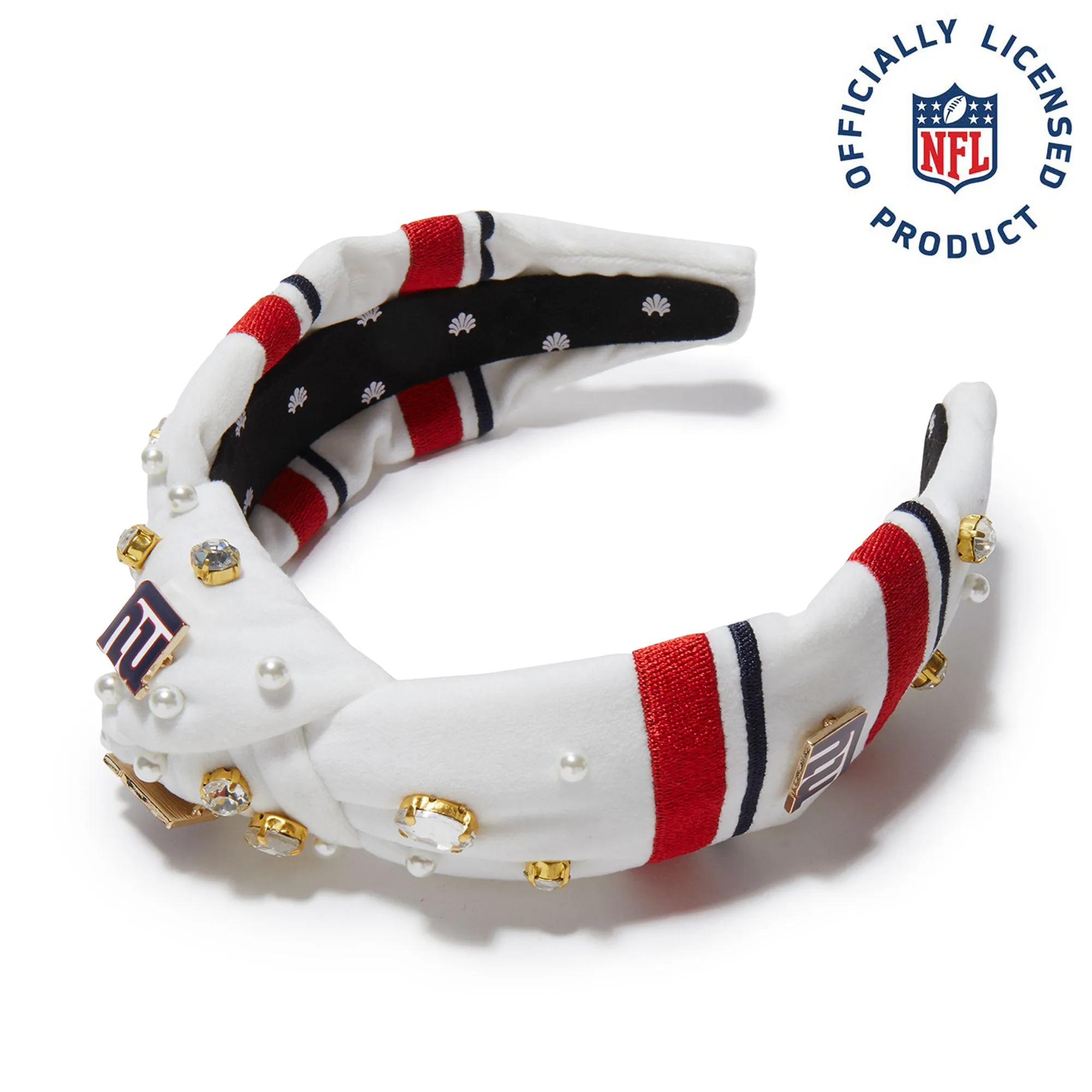 NEW YORK GIANTS LELE SADOUGHI X NFL IVORY EMBELLISHED KNOTTED HEADBAND sold by Lele Sadoughi
