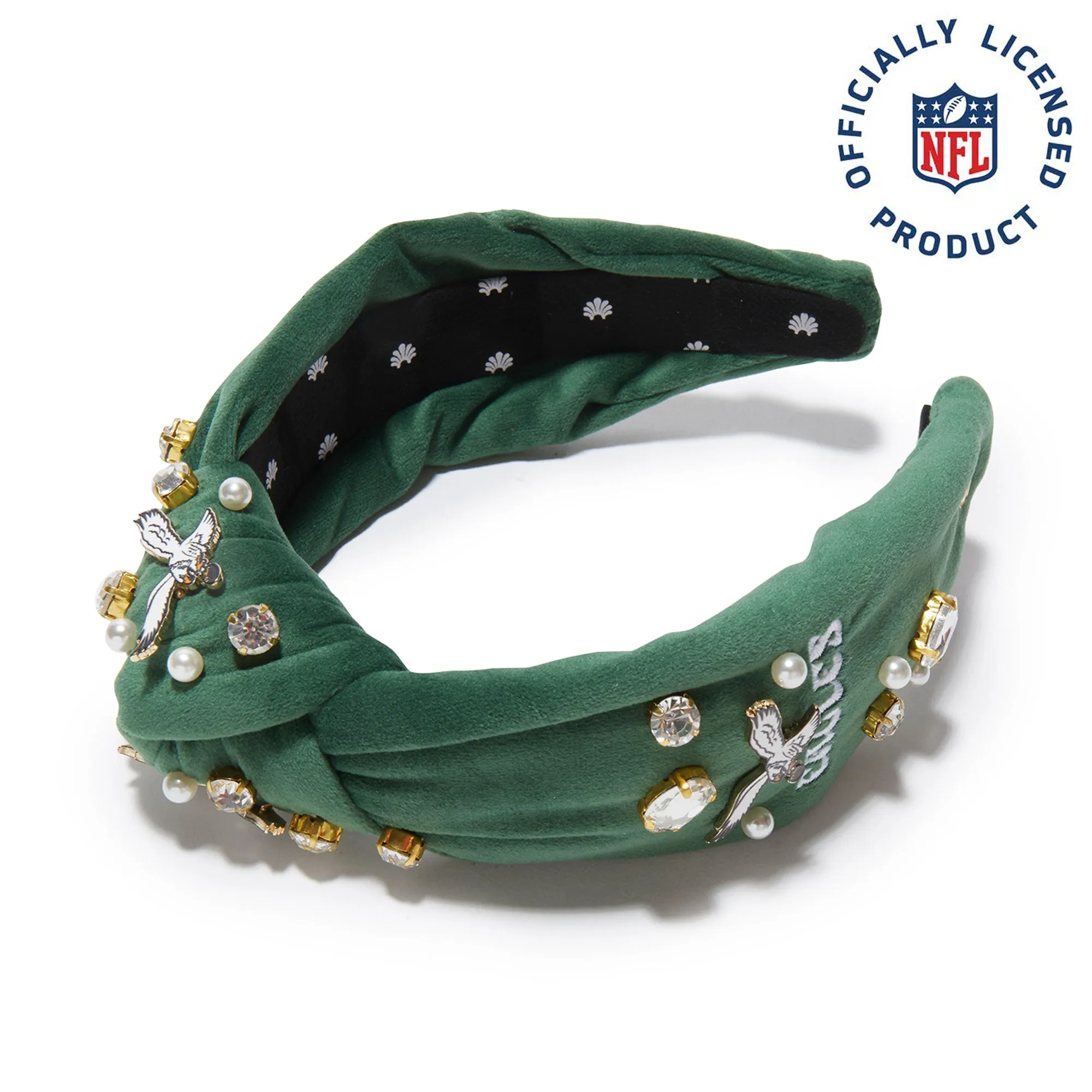PHILADELPHIA EAGLES LELE SADOUGHI X NFL KELLY GREEN EMBELLISHED KNOTTED HEADBAND sold by Lele Sadoughi