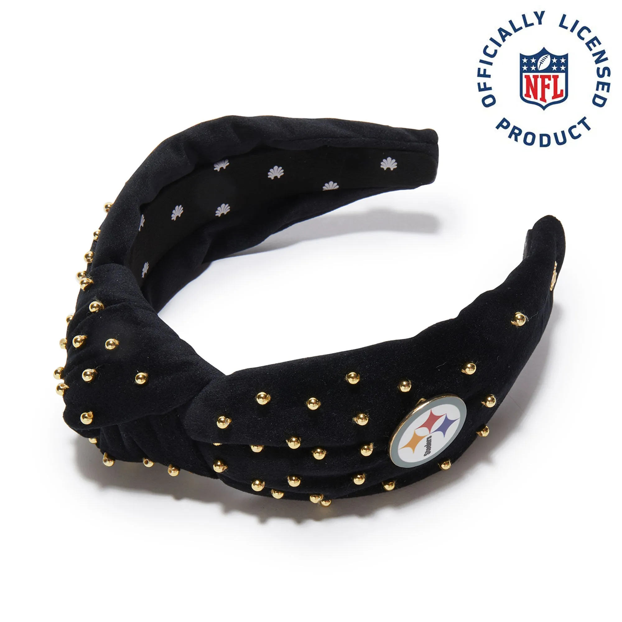 PITTSBURGH STEELERS LELE SADOUGHI X NFL JET EMBELLISHED KNOTTED HEADBAND sold by Lele Sadoughi