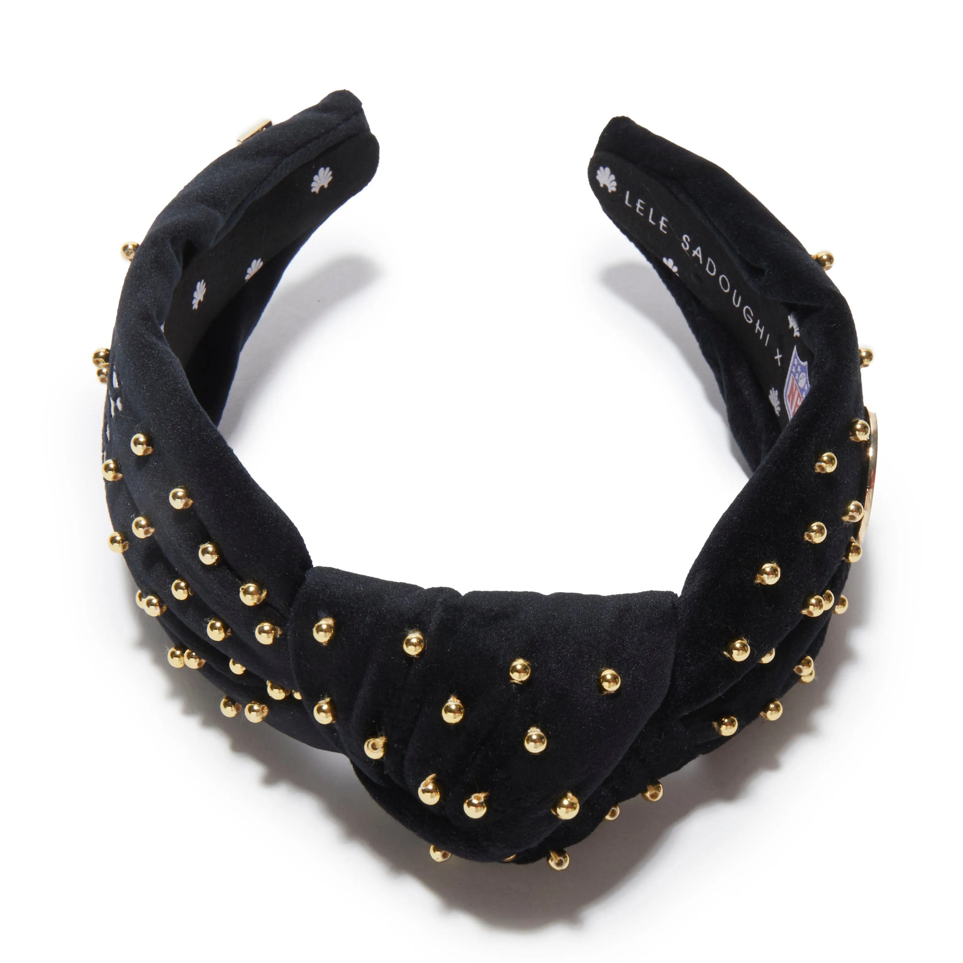 PITTSBURGH STEELERS LELE SADOUGHI X NFL JET EMBELLISHED KNOTTED HEADBAND sold by Lele Sadoughi product image thumbnail 3