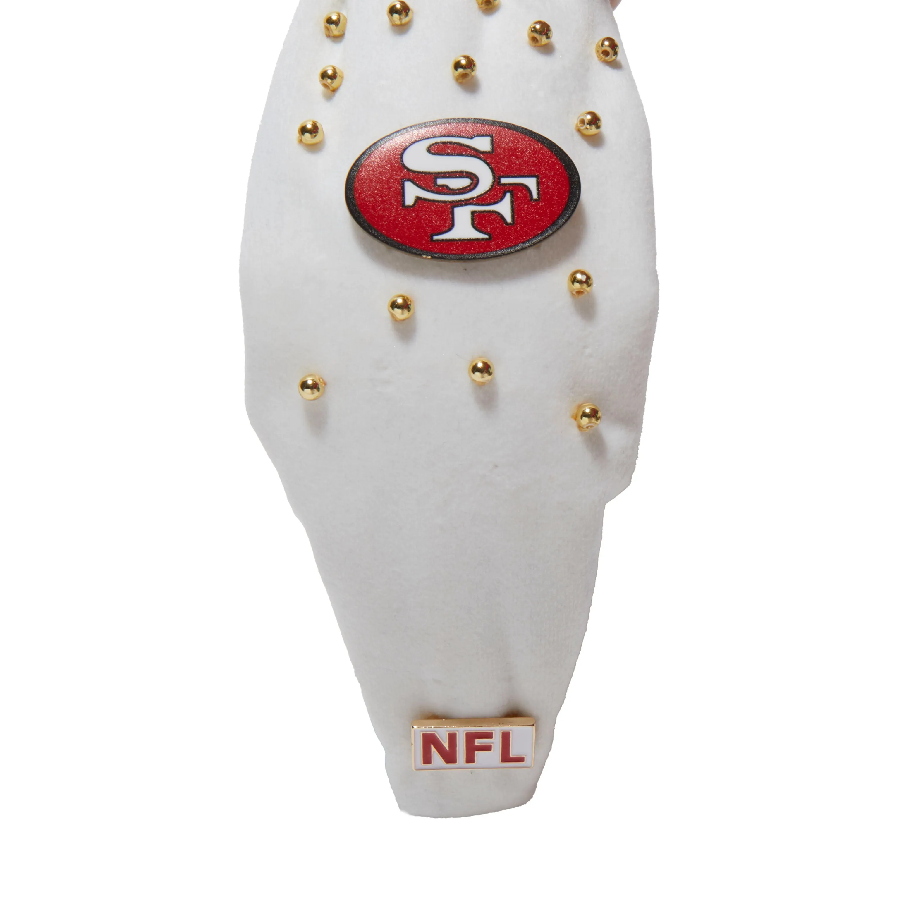 SF 49ERS LELE SADOUGHI X NFL IVORY EMBELLISHED KNOTTED HEADBAND sold by Lele Sadoughi product image thumbnail 4