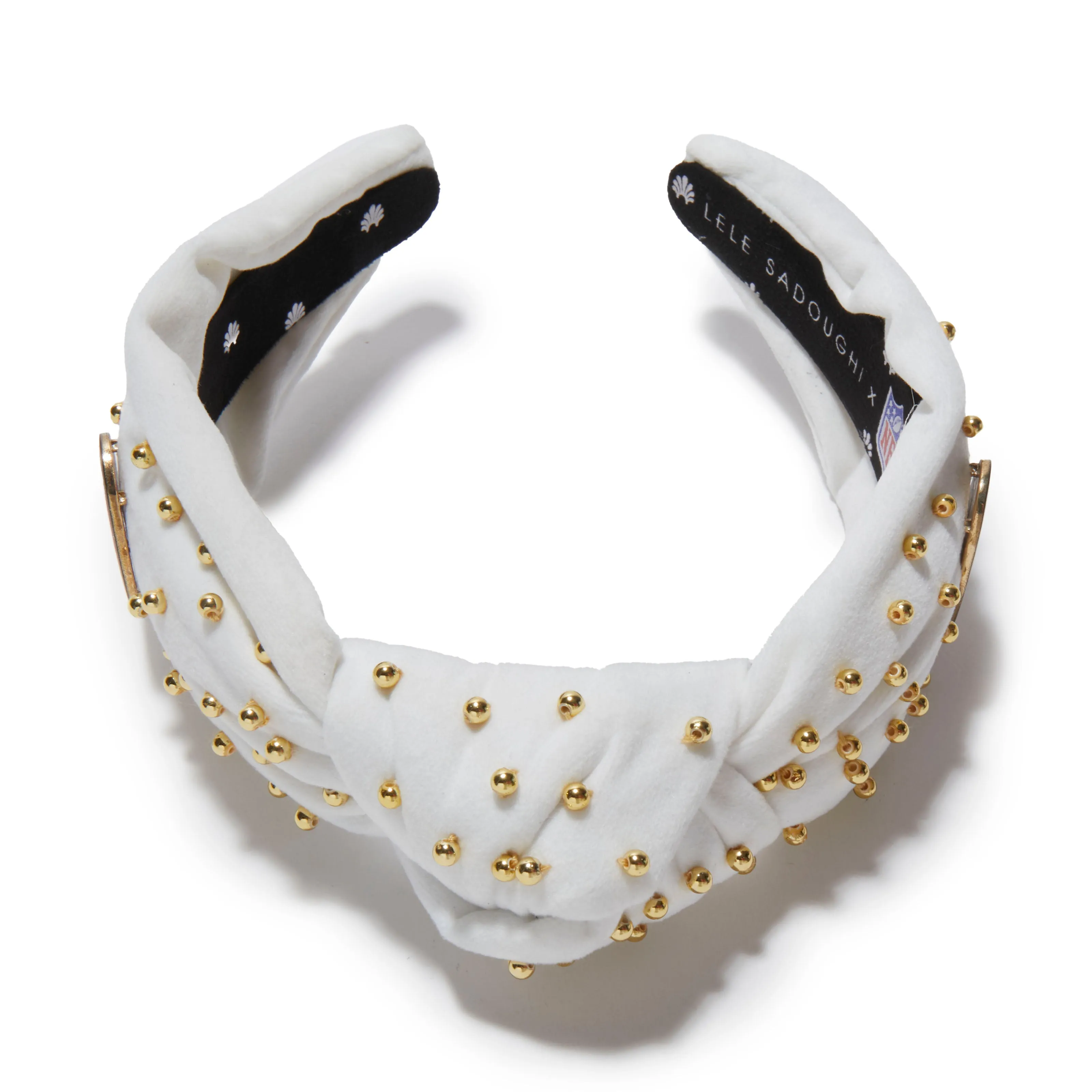 SF 49ERS LELE SADOUGHI X NFL IVORY EMBELLISHED KNOTTED HEADBAND sold by Lele Sadoughi product image thumbnail 3