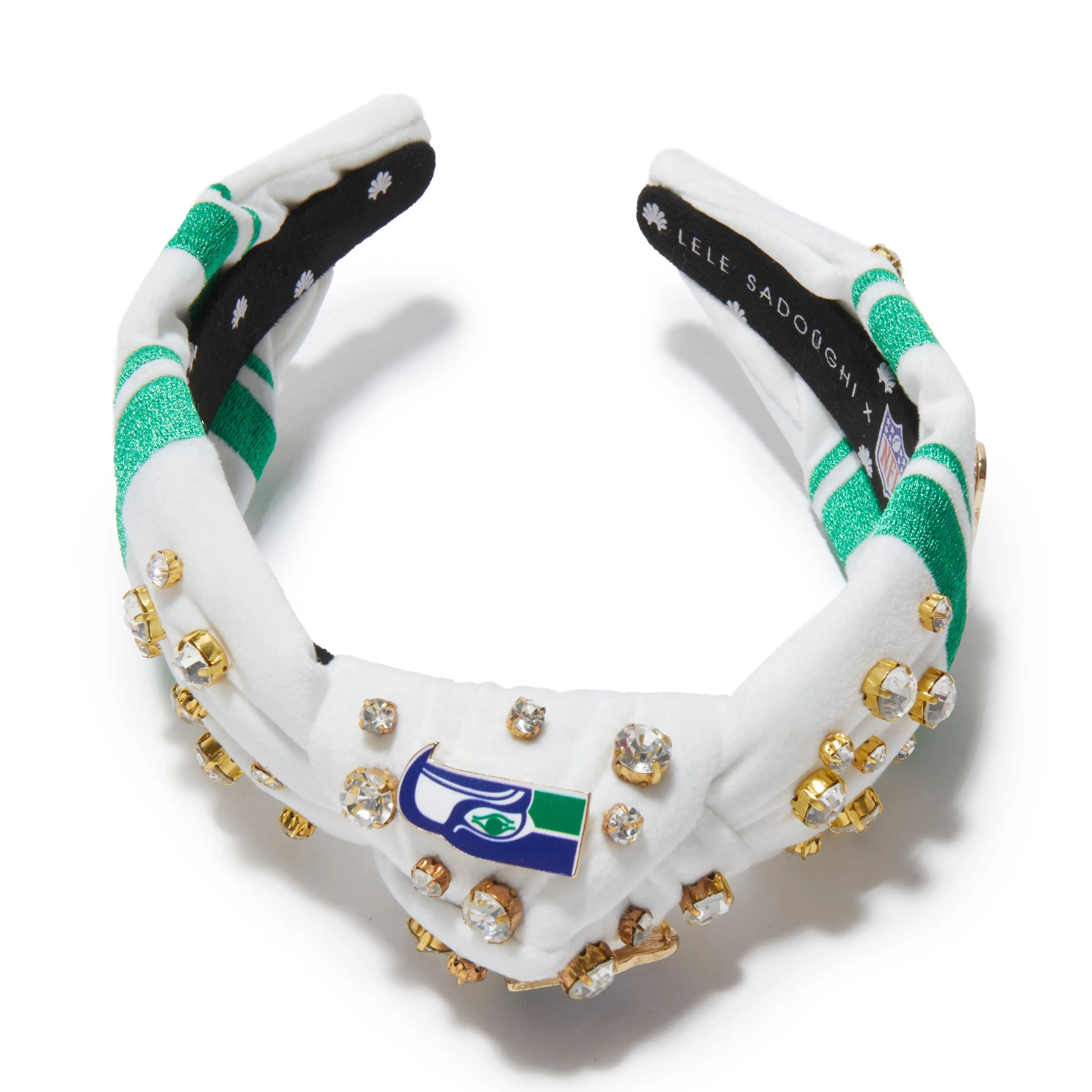 SEATTLE SEAHAWKS LELE SADOUGHI X NFL IVORY EMBELLISHED KNOTTED HEADBAND sold by Lele Sadoughi product image thumbnail 3