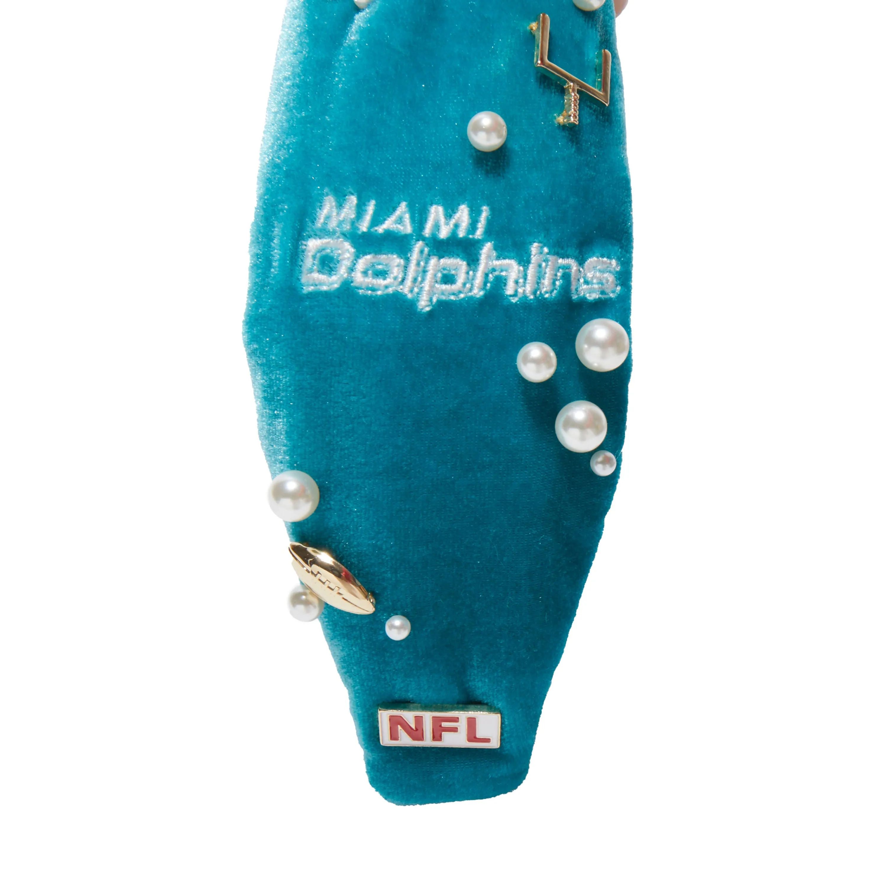 MIAMI DOLPHINS LELE SADOUGHI X NFL AQUA EMBELLISHED KNOTTED HEADBAND sold by Lele Sadoughi product image thumbnail 4