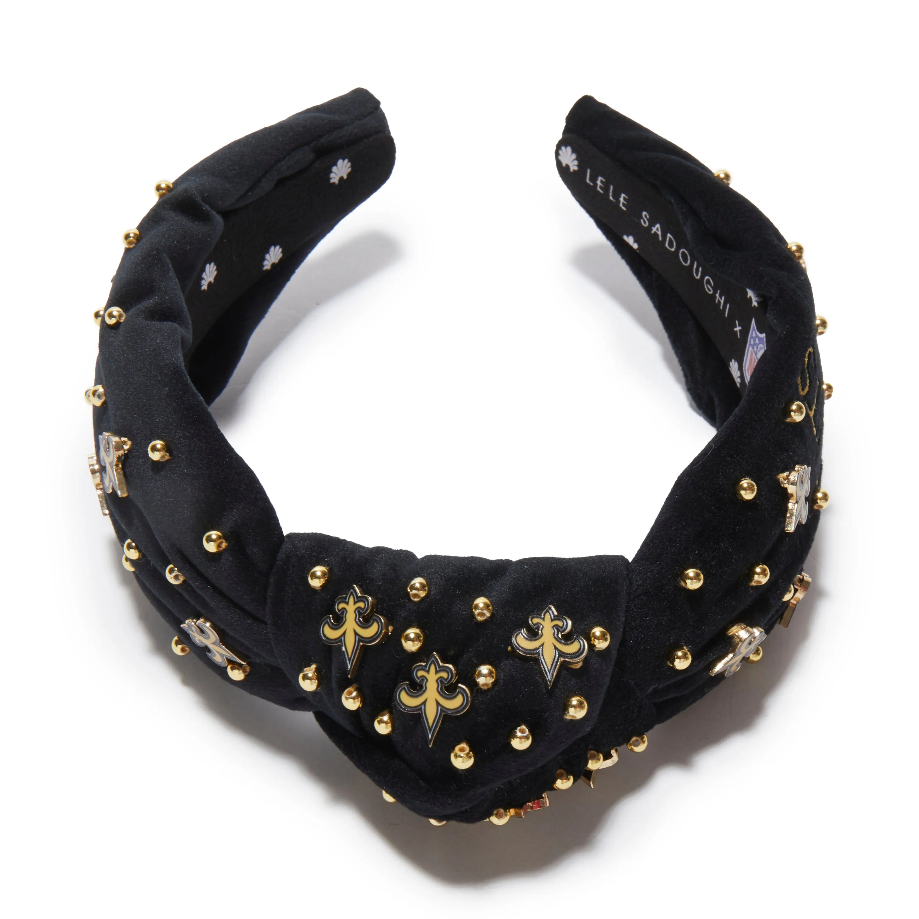 NEW ORLEANS SAINTS LELE SADOUGHI X NFL JET EMBELLISHED KNOTTED HEADBAND sold by Lele Sadoughi product image thumbnail 3