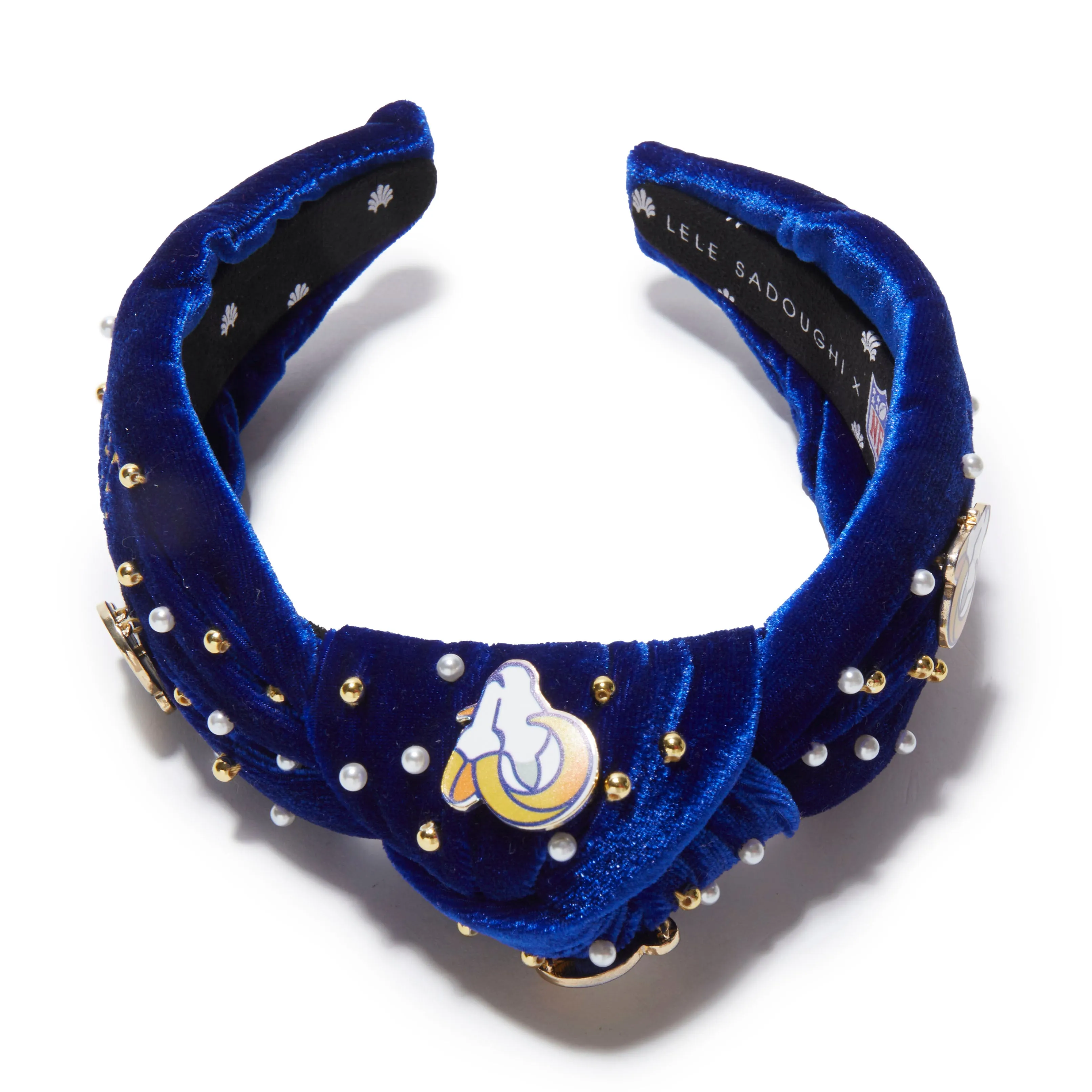 LOS ANGELES RAMS LELE SADOUGHI X NFL ROYAL EMBELLISHED KNOTTED HEADBAND sold by Lele Sadoughi product image thumbnail 3