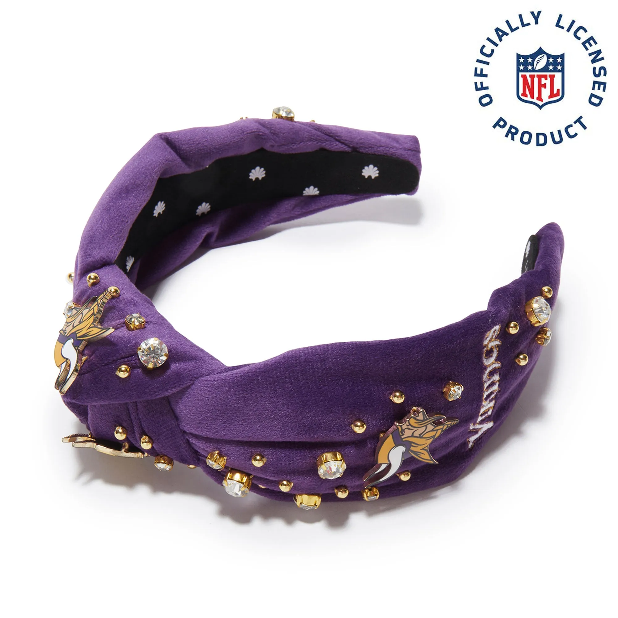 MINNESOTA VIKINGS LELE SADOUGHI X NFL PURPLE EMBELLISHED KNOTTED HEADBAND sold by Lele Sadoughi