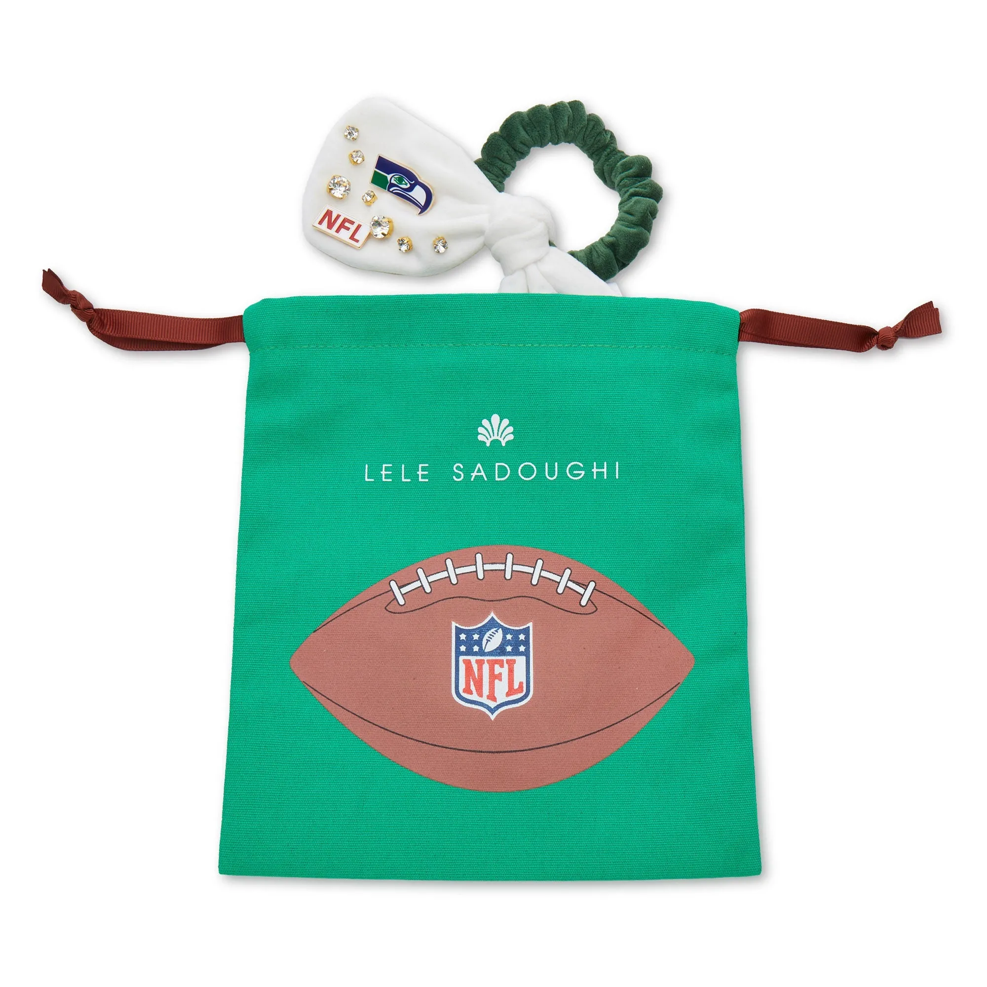 CHICAGO BEARS LELE SADOUGHI X NFL IVORY BOW SCRUNCHIE sold by Lele Sadoughi product image thumbnail 4