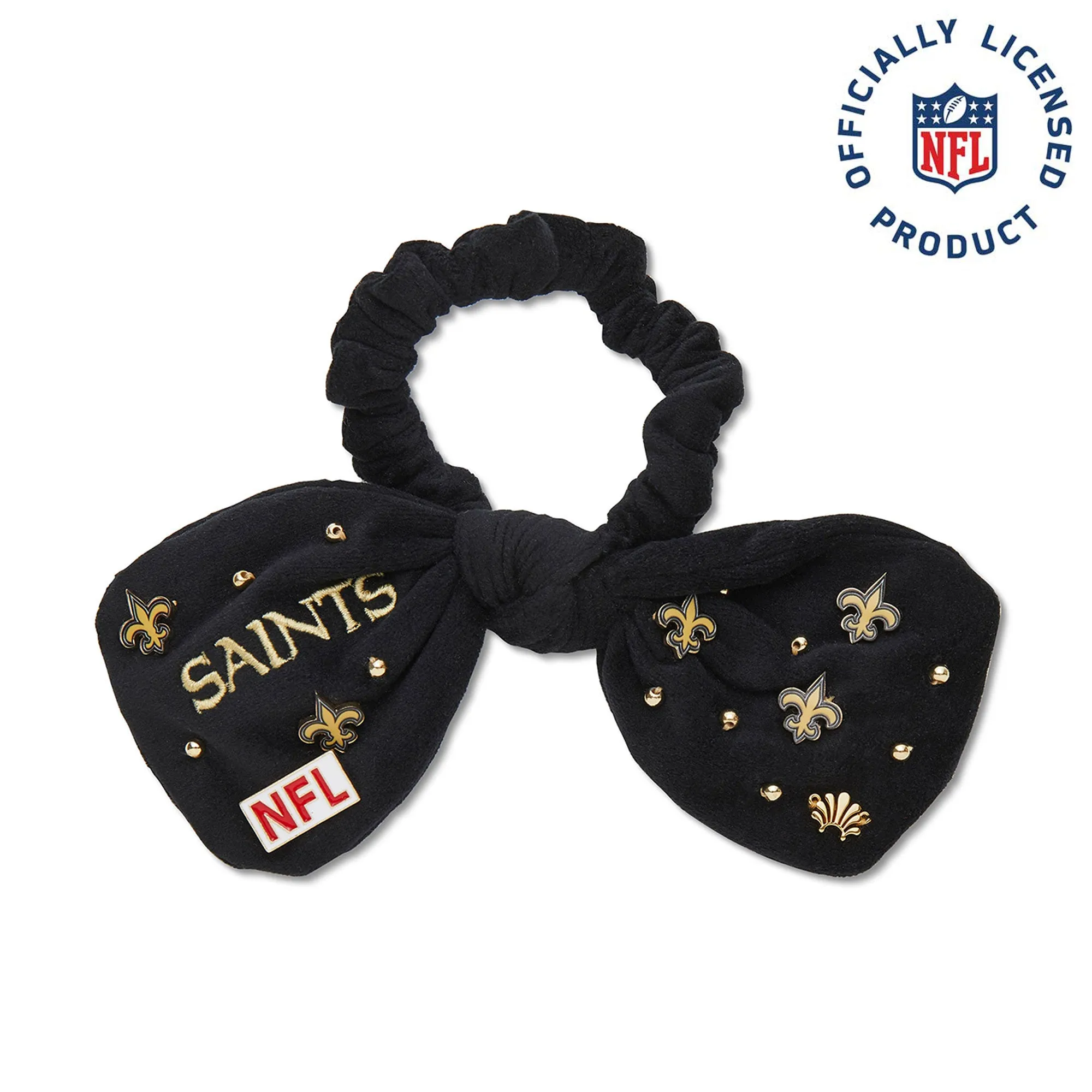 NEW ORLEANS SAINTS LELE SADOUGHI X NFL JET BOW SCRUNCHIE sold by Lele Sadoughi