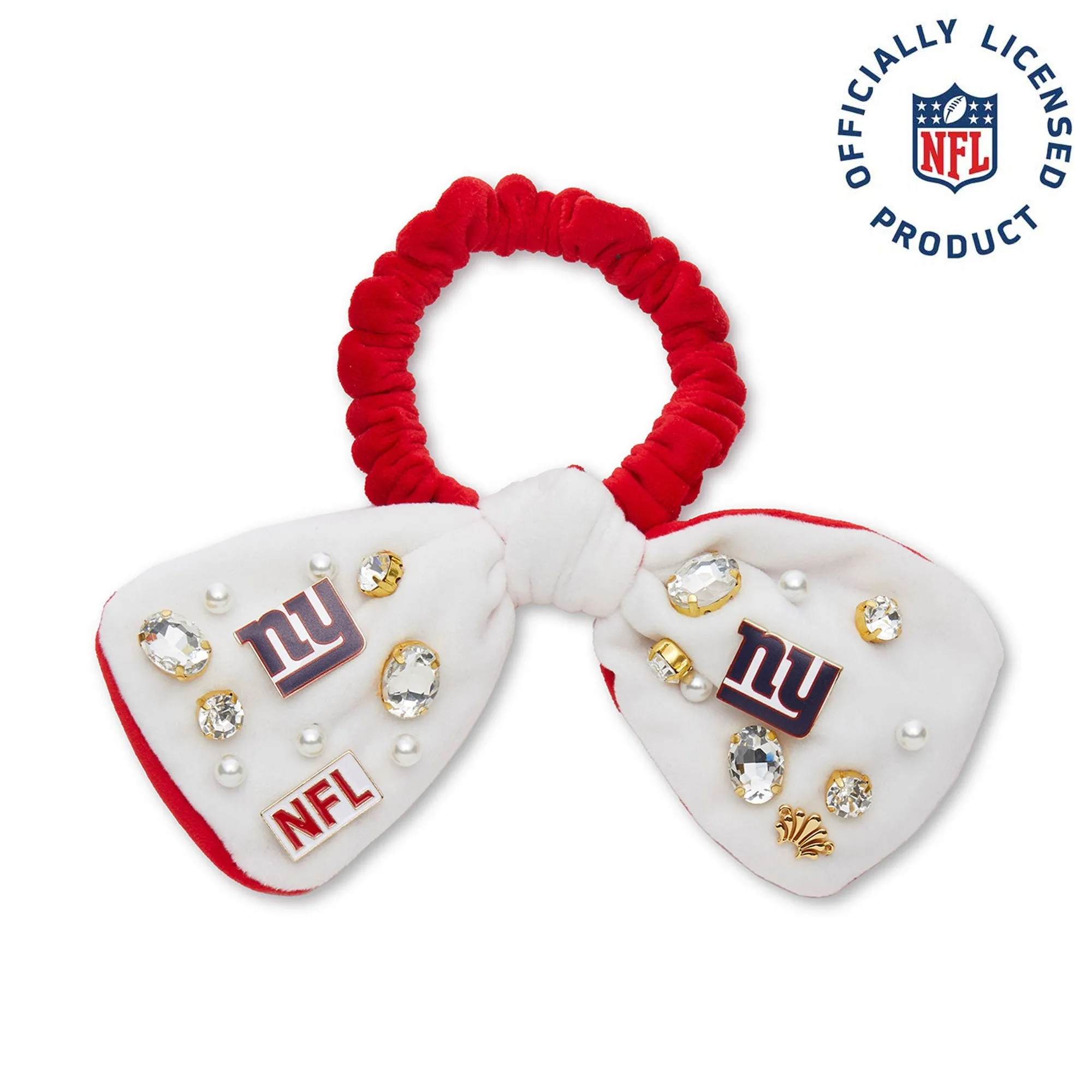 NEW YORK GIANTS LELE SADOUGHI X NFL IVORY RED BOW SCRUNCHIE sold by Lele Sadoughi