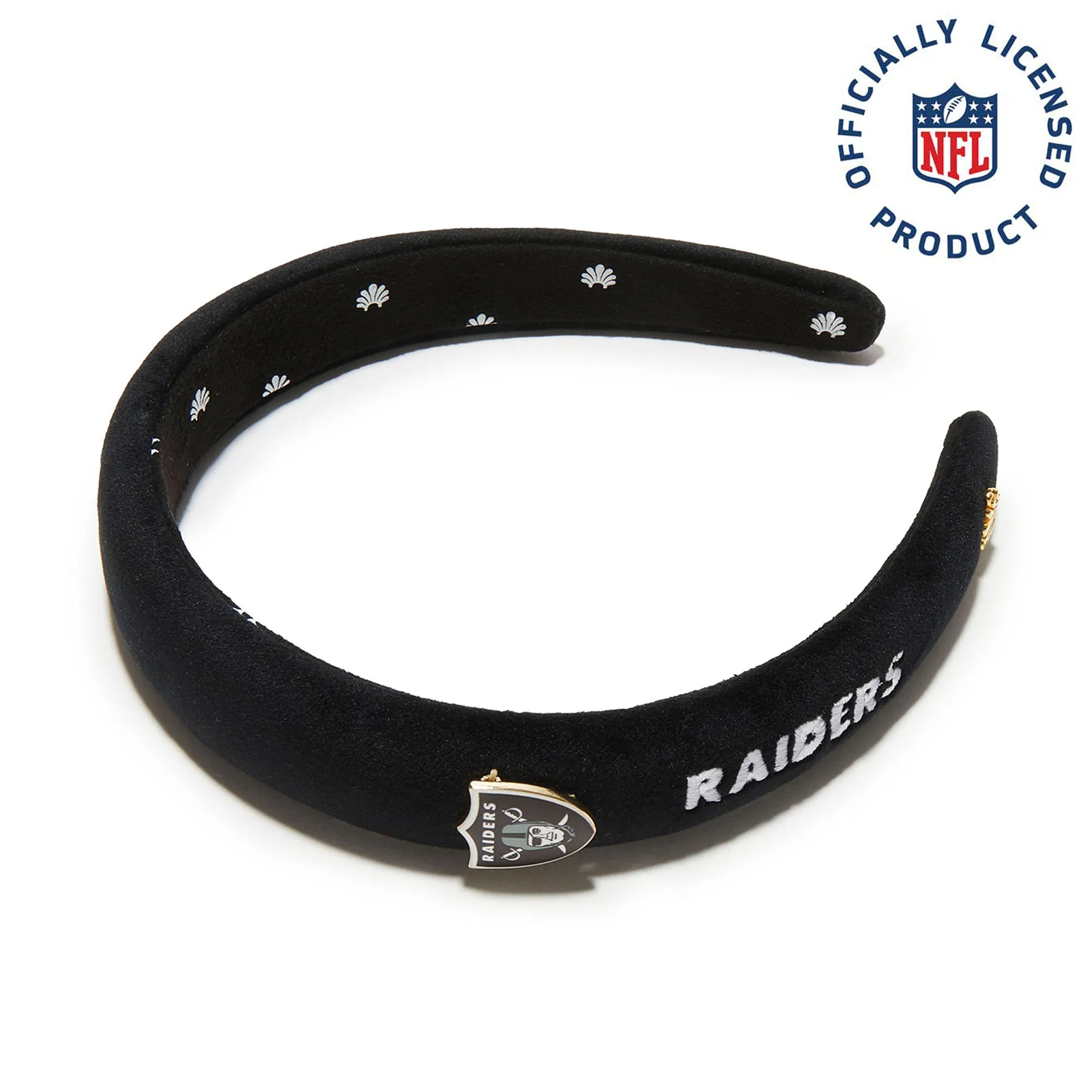 LAS VEGAS RAIDERS LELE SADOUGHI X NFL JET CHARLOTTE HEADBAND sold by Lele Sadoughi