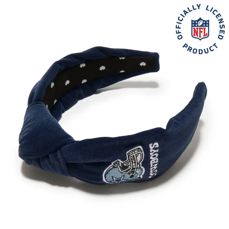 DALLAS COWBOYS LELE SADOUGHI X NFL NAVY BLUE EMBROIDERED KNOTTED HEADBAND sold by Lele Sadoughi