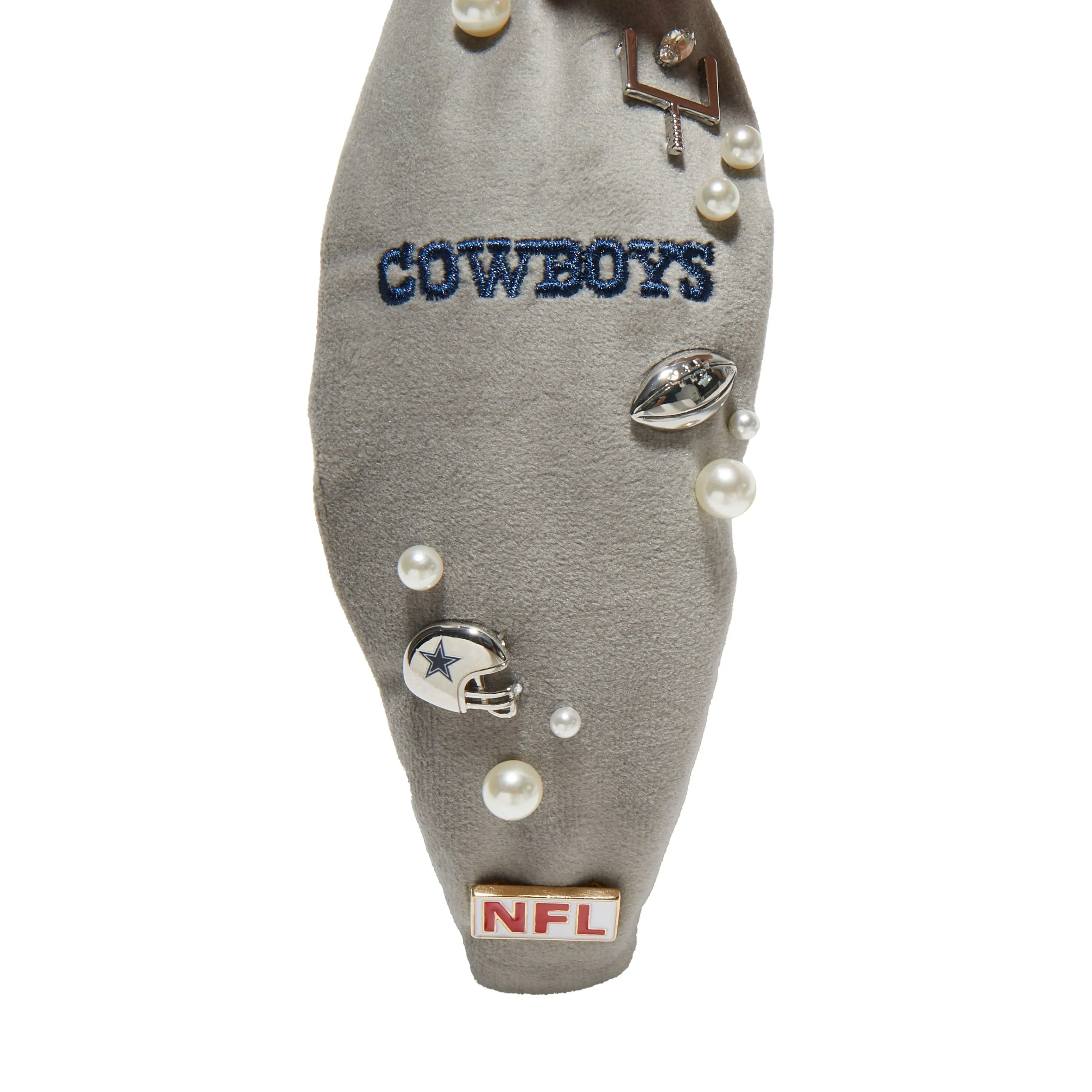 DALLAS COWBOYS LELE SADOUGHI X NFL GREY EMBELLISHED KNOTTED HEADBAND sold by Lele Sadoughi product image thumbnail 3