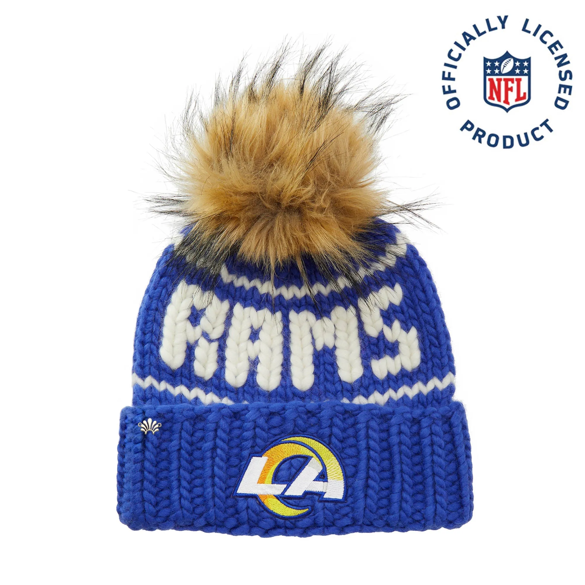 LOS ANGELES RAMS LELE SADOUGHI X NFL ROYAL BLUE BEANIE FAUX FUR POM sold by Lele Sadoughi