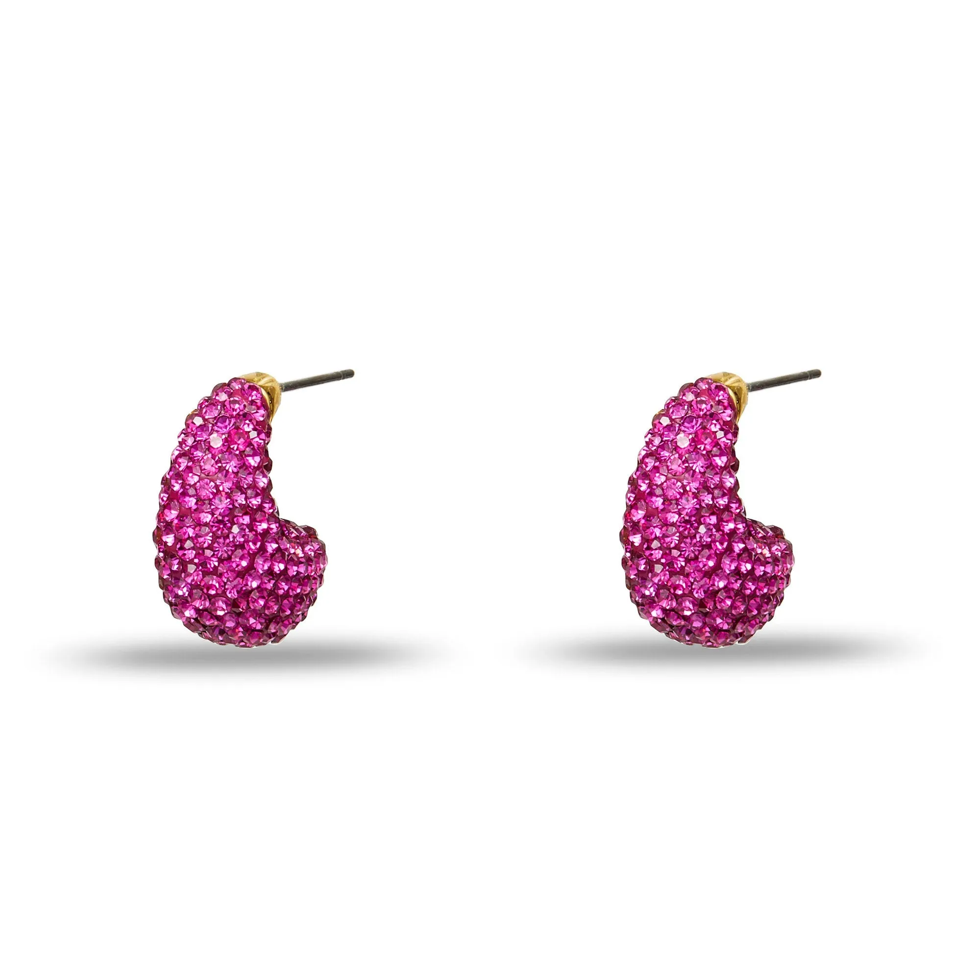 FLAMINGO PAVE DOME MINI HOOP EARRINGS sold by Lele Sadoughi