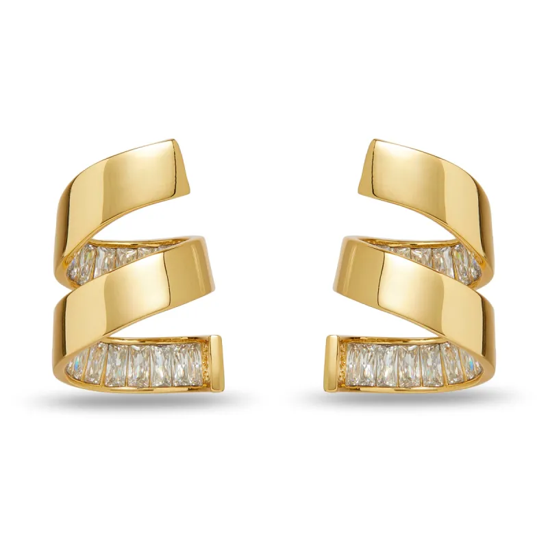 GOLD PIROUETTE SPIRAL EARRINGS sold by Lele Sadoughi