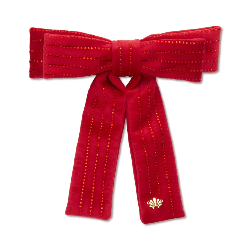 LIPSTICK RED ANTOINETTE PINSTRIPE BOW sold by Lele Sadoughi