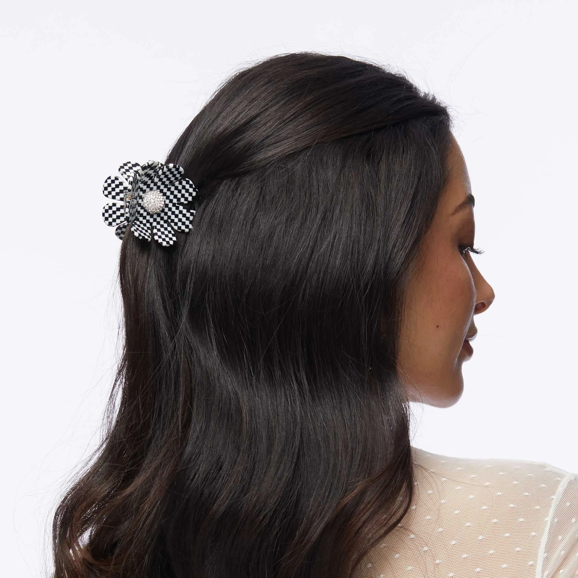 HARLEQUIN CHECK SUNFLOWER CLAW CLIP sold by Lele Sadoughi product image thumbnail 2