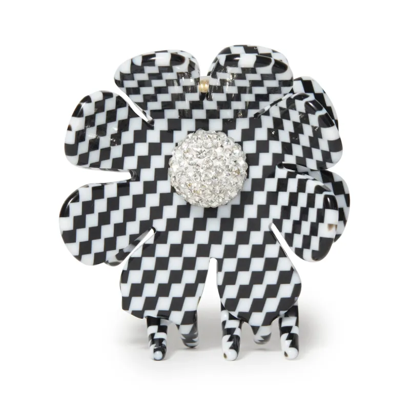 HARLEQUIN CHECK SUNFLOWER CLAW CLIP sold by Lele Sadoughi