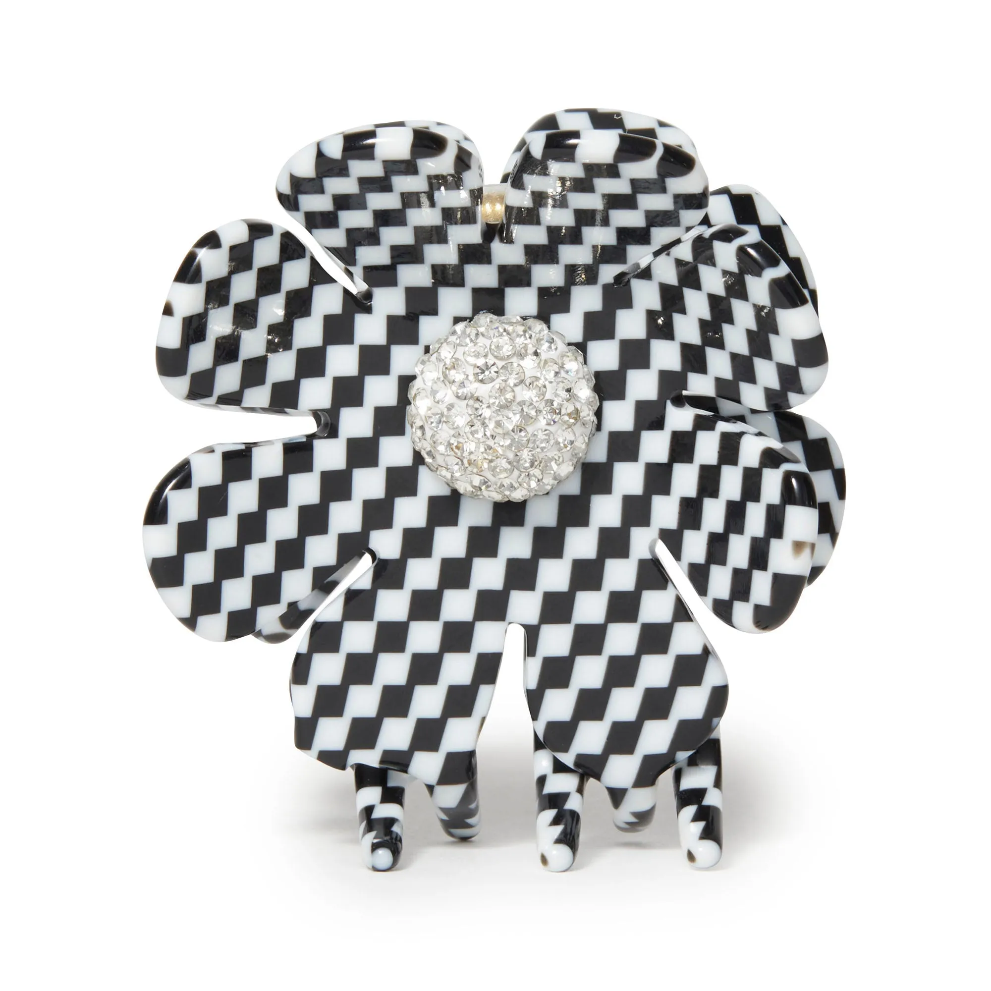 HARLEQUIN CHECK SUNFLOWER CLAW CLIP sold by Lele Sadoughi