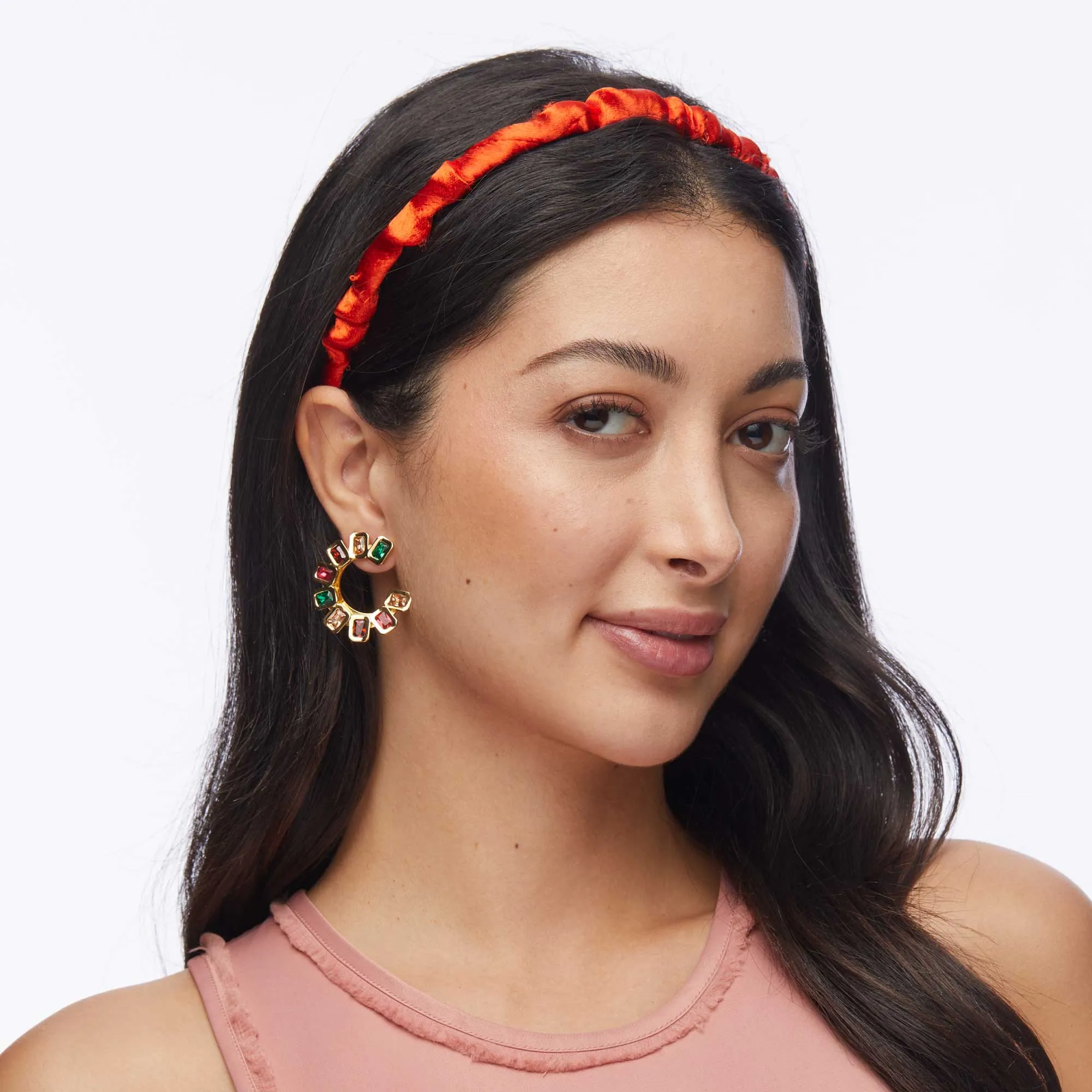 LIPSTICK RED JESSIE SILK HEADBAND sold by Lele Sadoughi product image thumbnail 2