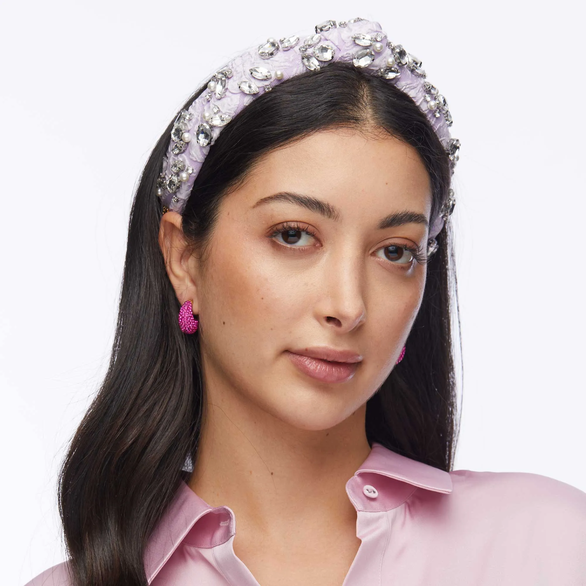 ORCHID SLIM KNOTTED CRYSTAL CLUSTER HEADBAND sold by Lele Sadoughi product image thumbnail 2