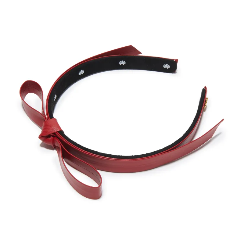 LIPSTICK RED BARDOT FAUX LEATHER HEADBAND sold by Lele Sadoughi