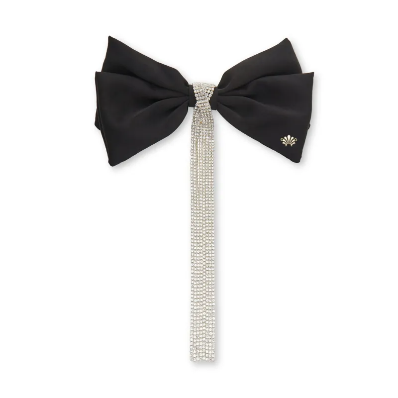JET CRYSTAL KRISTINA CRYSTAL BOW BARRETTE sold by Lele Sadoughi