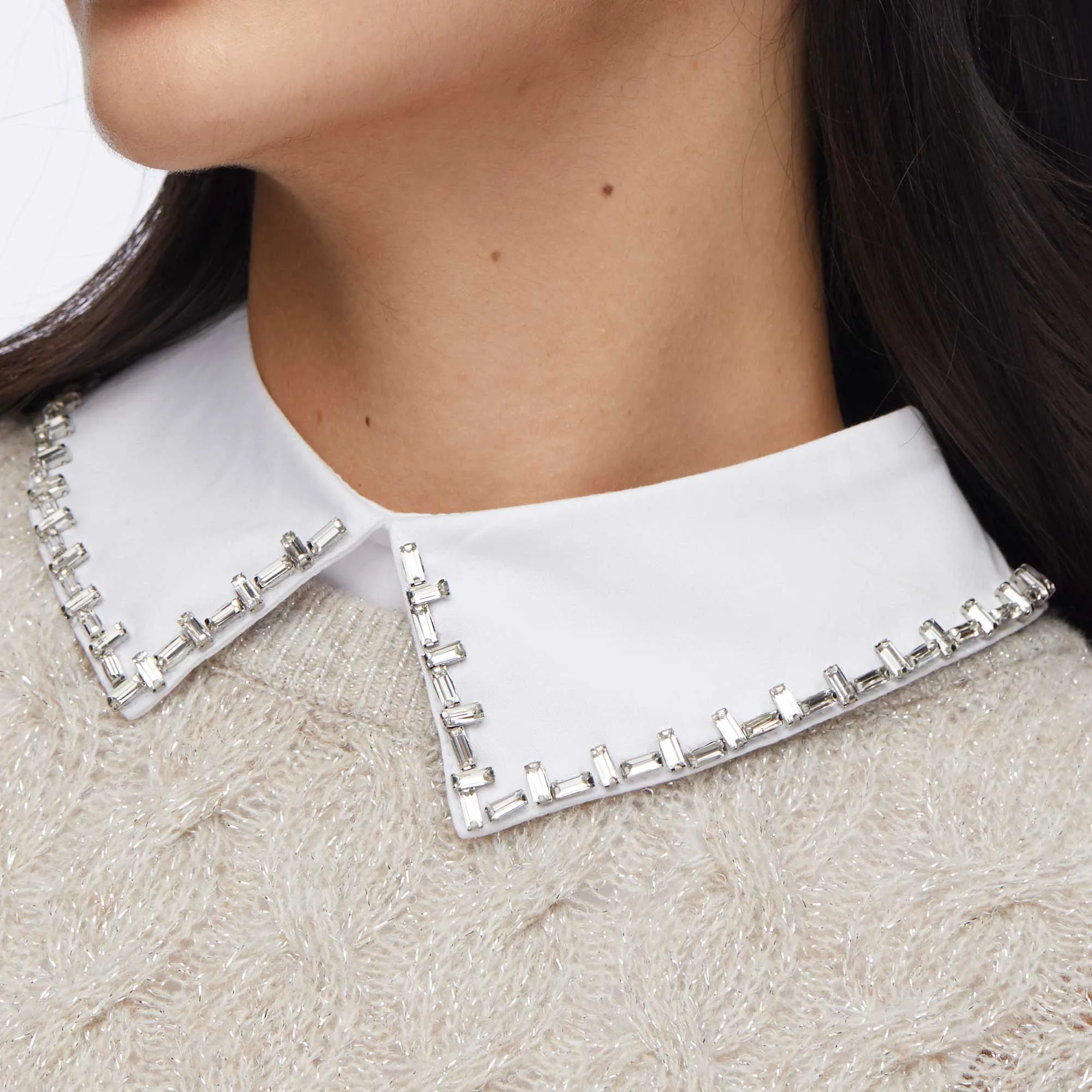 WHITE CRYSTAL STITCH COLLAR sold by Lele Sadoughi product image thumbnail 4