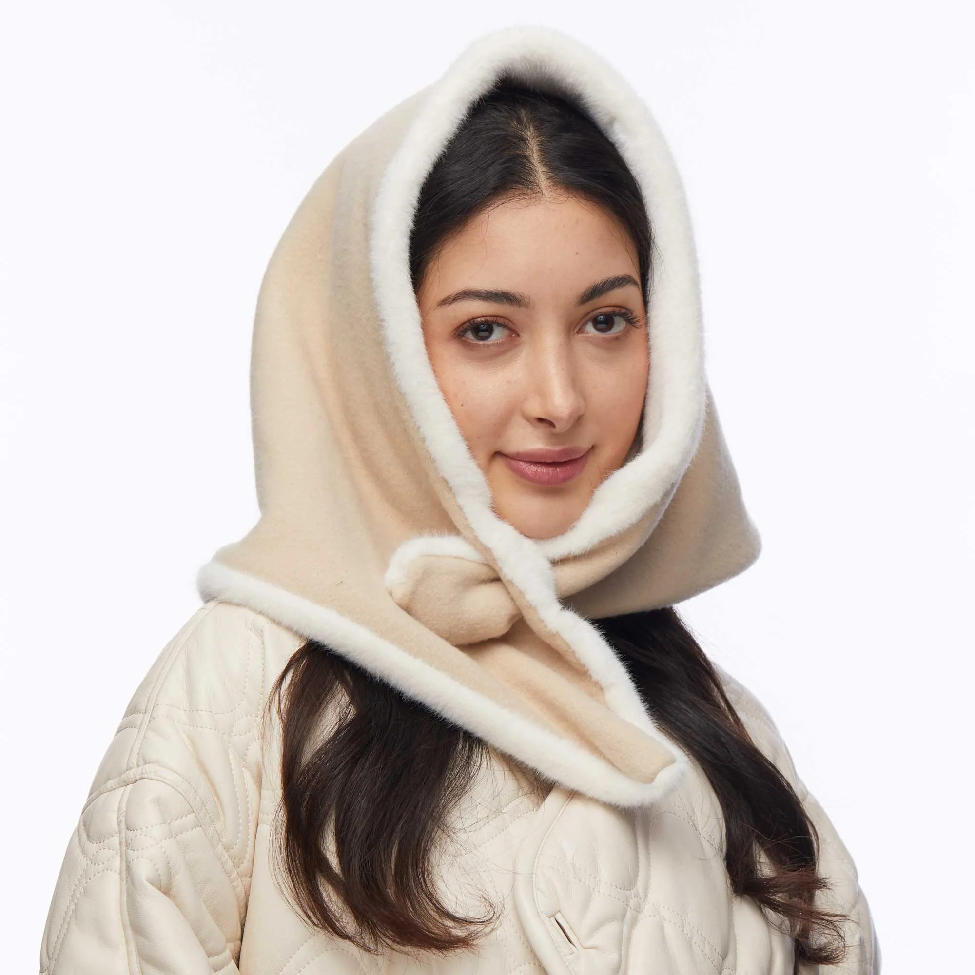 IVORY FAUX FUR BONNET SCARF sold by Lele Sadoughi product image thumbnail 2