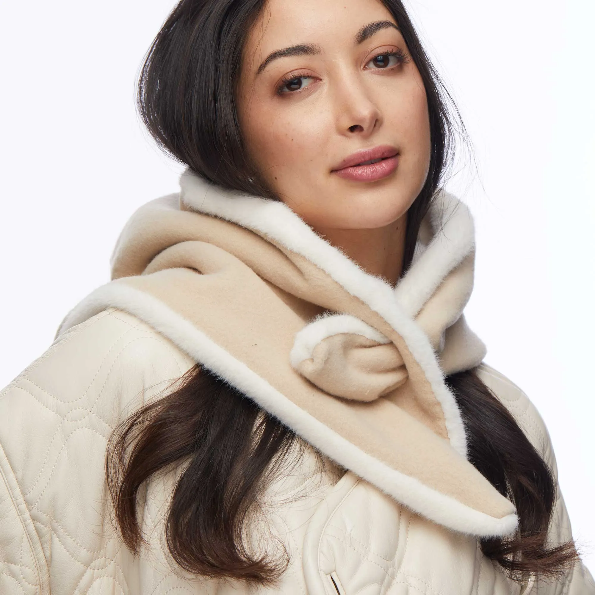 IVORY FAUX FUR BONNET SCARF sold by Lele Sadoughi product image thumbnail 3