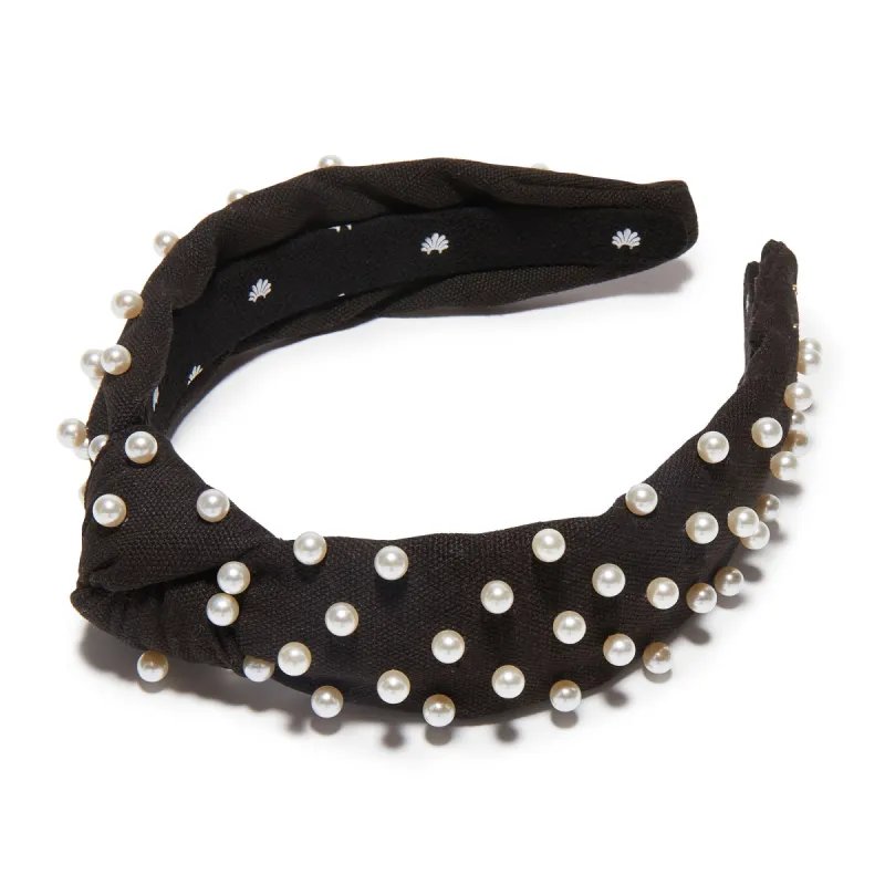 JET SLIM WOVEN PEARL KNOTTED HEADBAND sold by Lele Sadoughi