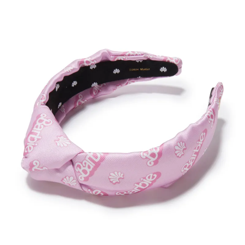 BARBIE™ X LELE SADOUGHI PINK PRINT LOGO KNOTTED HEADBAND sold by Lele Sadoughi