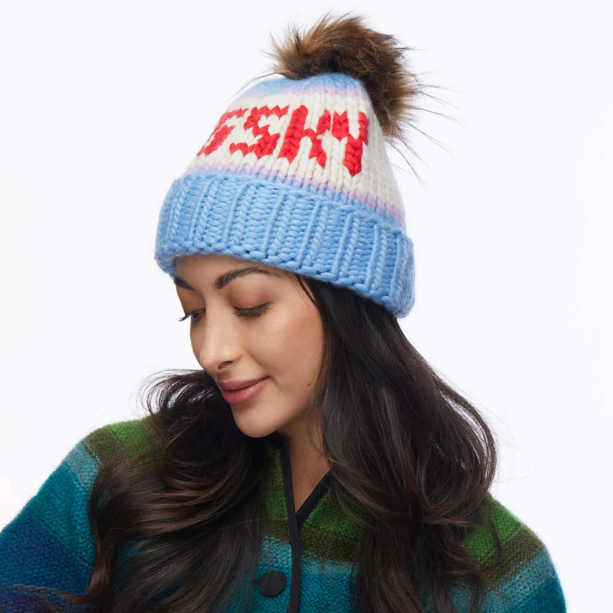 SKY BLUE BIG SKY BEANIE sold by Lele Sadoughi product image thumbnail 4