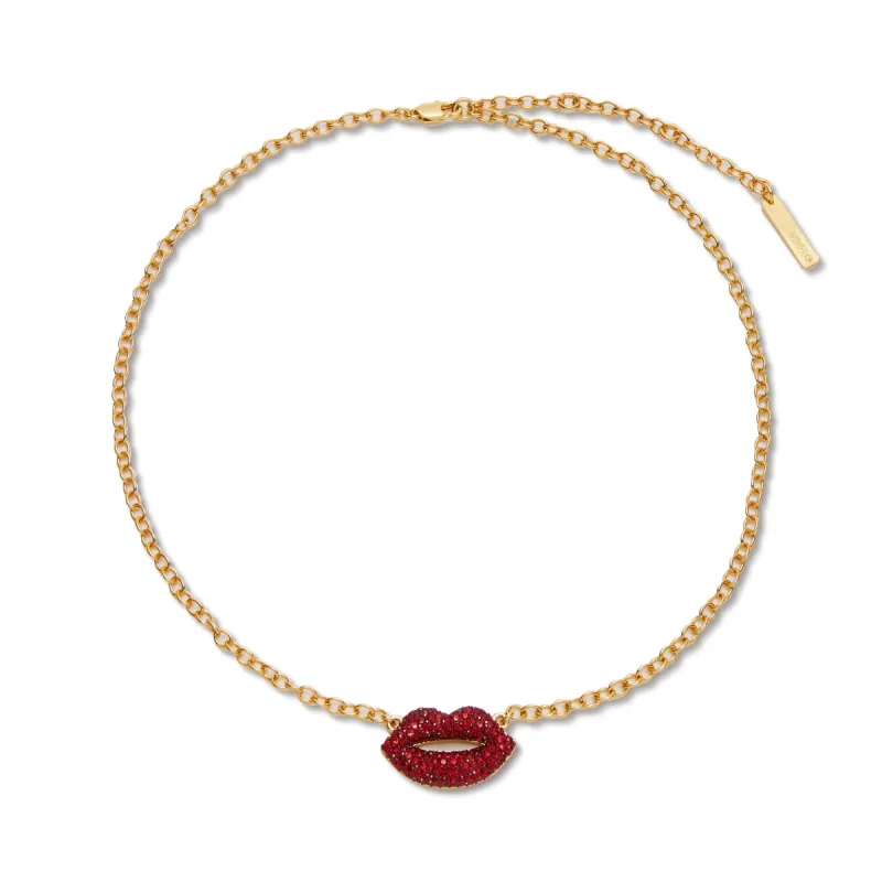 LIPSTICK RED LELE SADOUGHI X MARILYN MONROE PAVE KISS NECKLACE sold by Lele Sadoughi