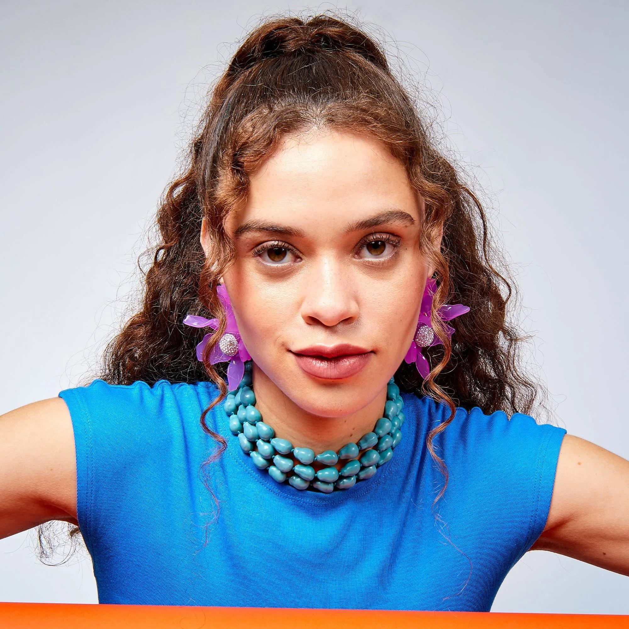 TURQUOISE TRIPLE ROW DIANA CHOKER NECKLACE sold by Lele Sadoughi product image thumbnail 2