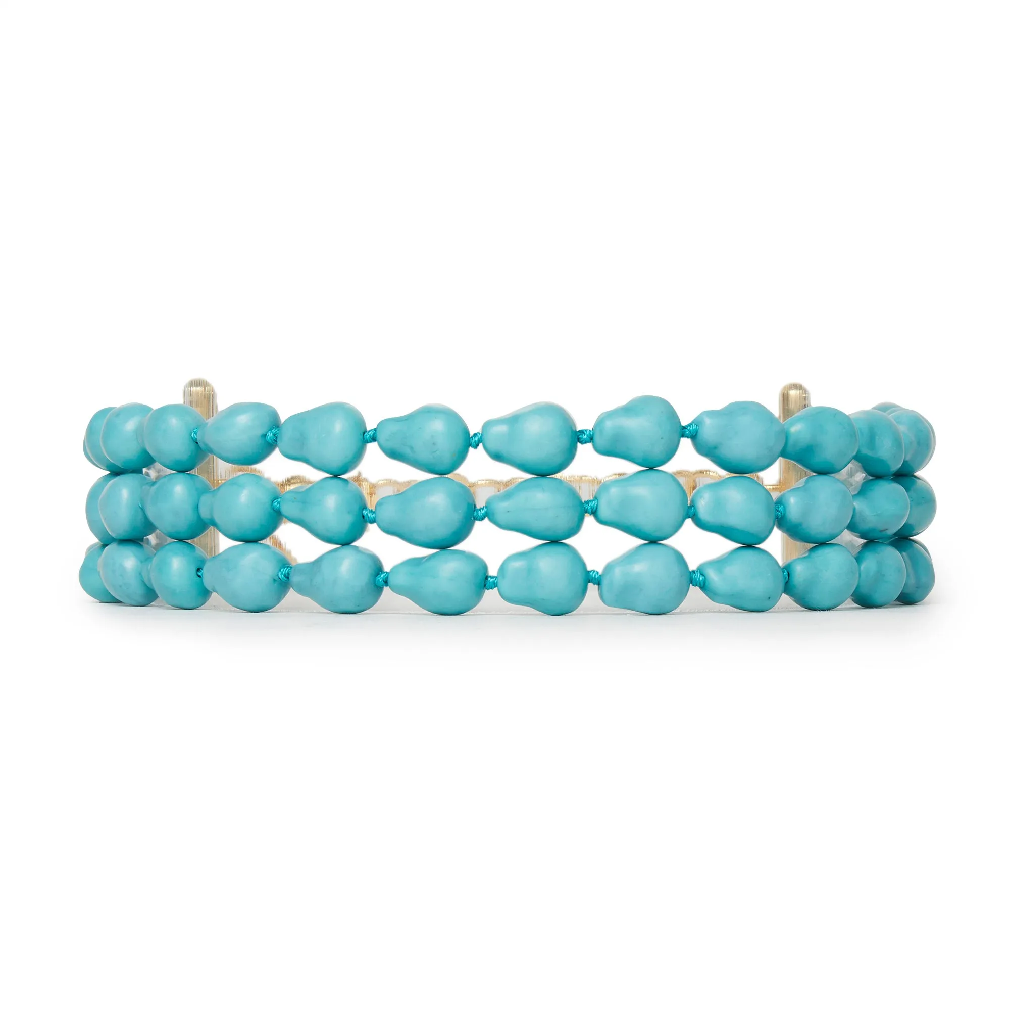 TURQUOISE TRIPLE ROW DIANA CHOKER NECKLACE sold by Lele Sadoughi