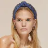 SEPTEMBER SAPPHIRE MIXED CRYSTAL VELVET KNOTTED HEADBAND sold by Lele Sadoughi