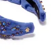 SEPTEMBER SAPPHIRE MIXED CRYSTAL VELVET KNOTTED HEADBAND sold by Lele Sadoughi
