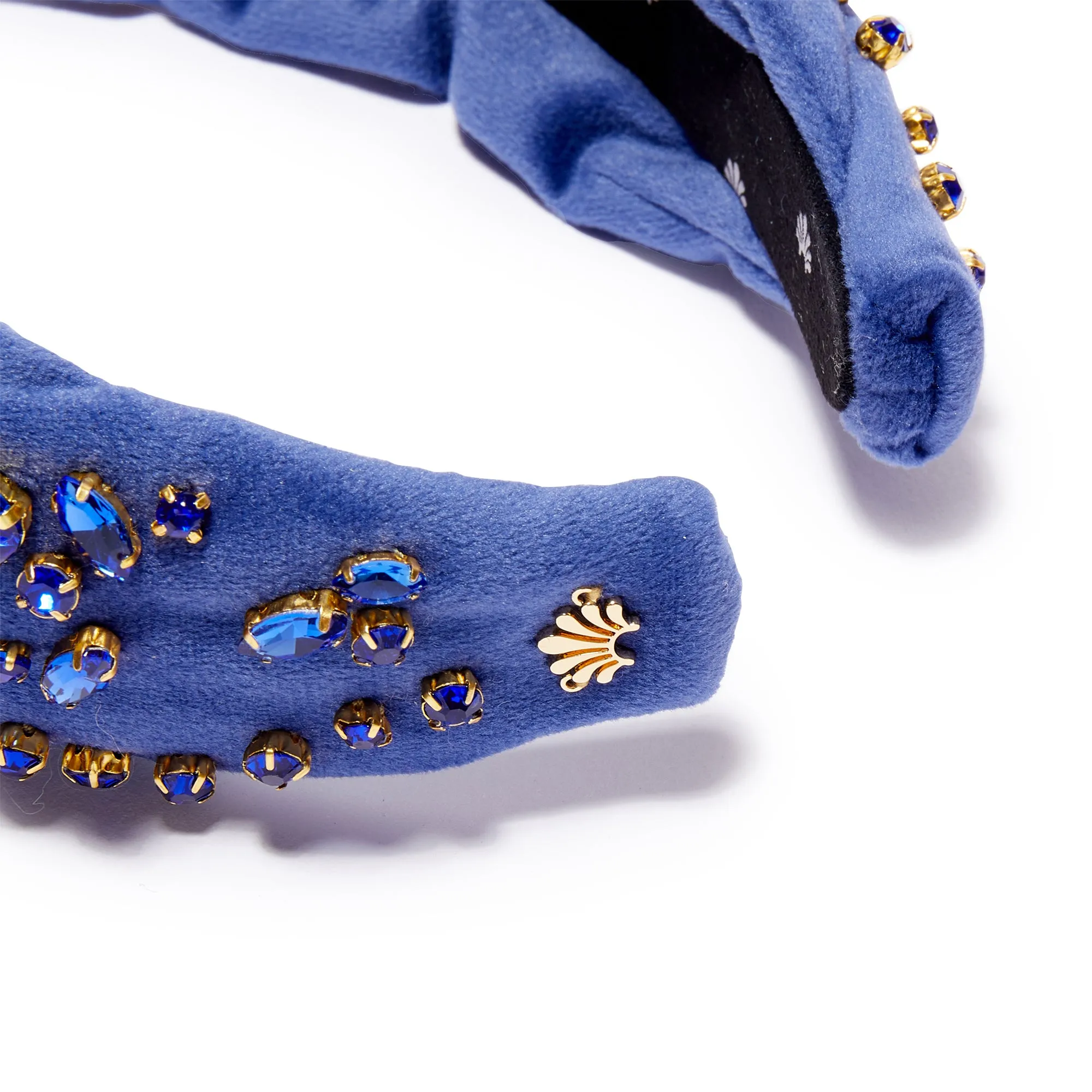 SEPTEMBER SAPPHIRE MIXED CRYSTAL VELVET KNOTTED HEADBAND 