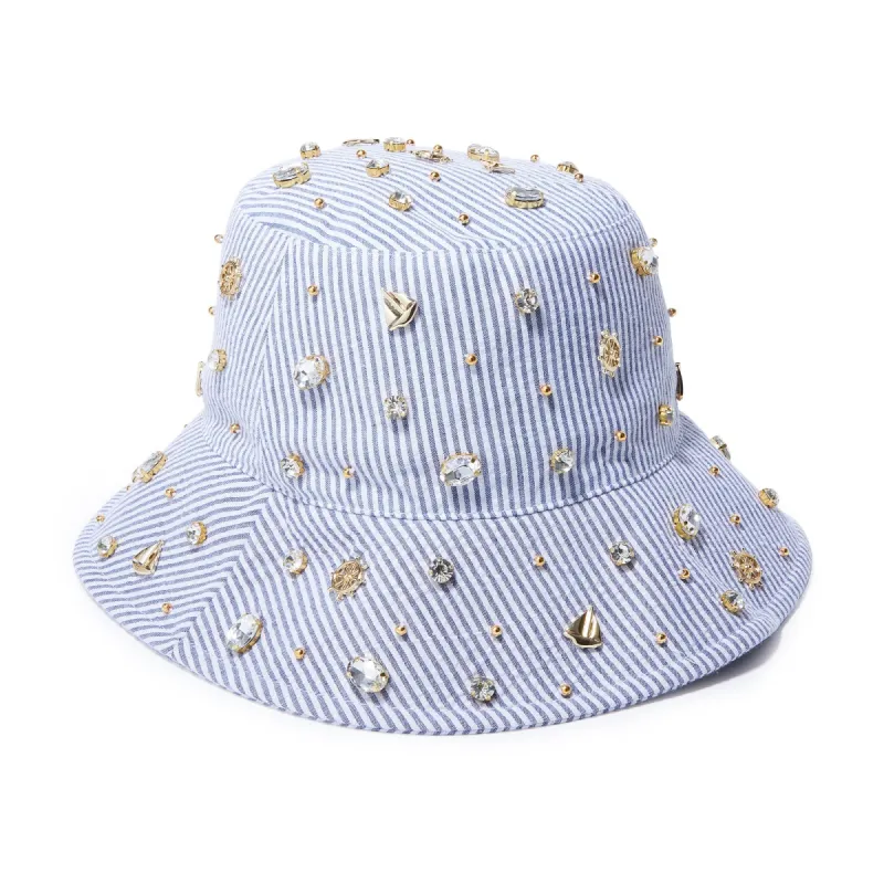 SAILBOAT CRYSTAL EMBELLISHED BUCKET HAT sold by Lele Sadoughi