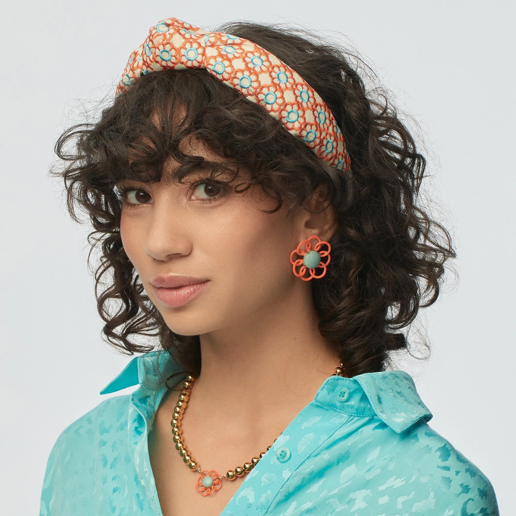 PAPAYA MARIGOLD EMBROIDERED KNOTTED HEADBAND sold by Lele Sadoughi product image thumbnail 4