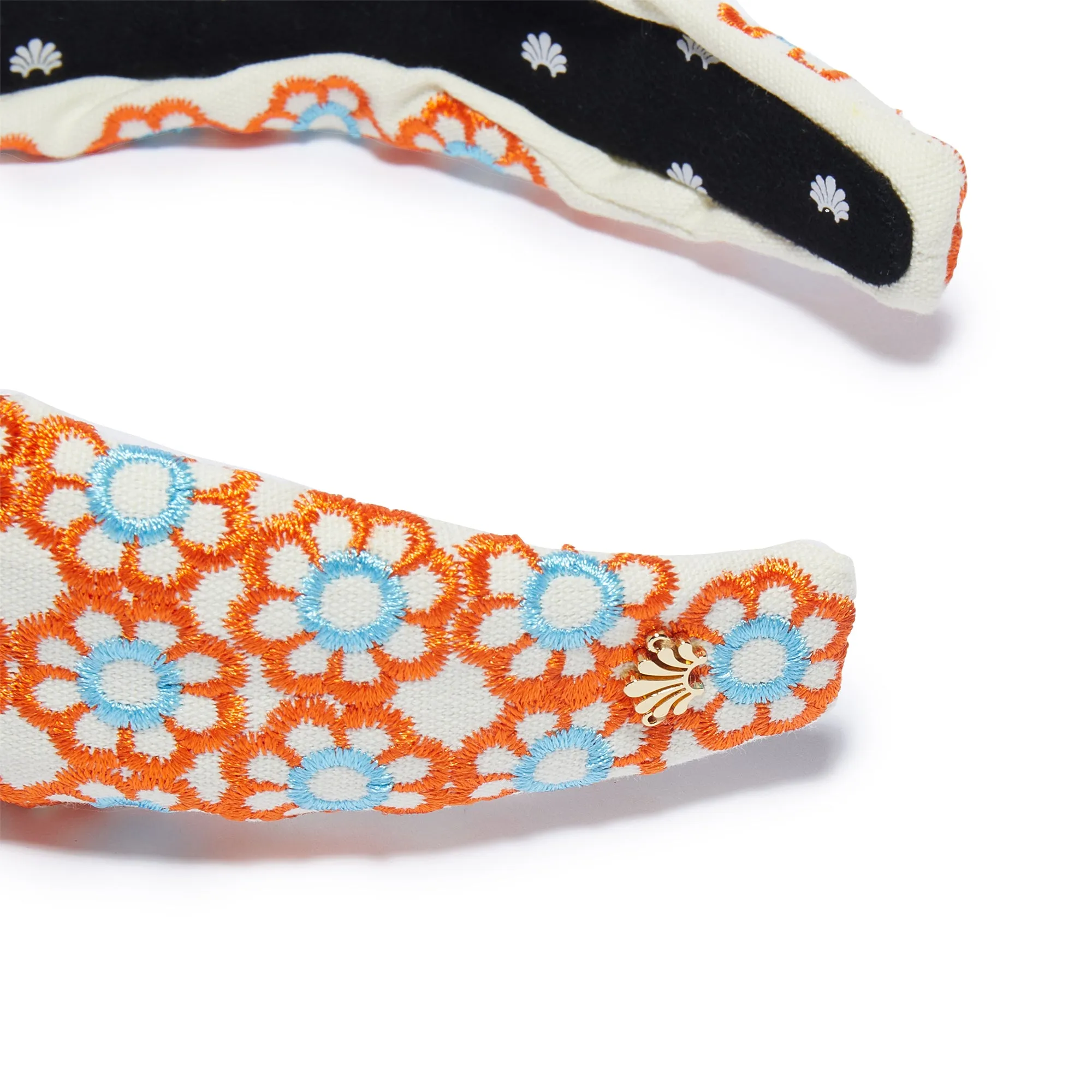 PAPAYA MARIGOLD EMBROIDERED KNOTTED HEADBAND sold by Lele Sadoughi product image thumbnail 3