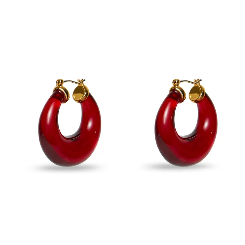 JANUARY GARNET BIRTHSTONE DOUBLE HOOP sold by Lele Sadoughi