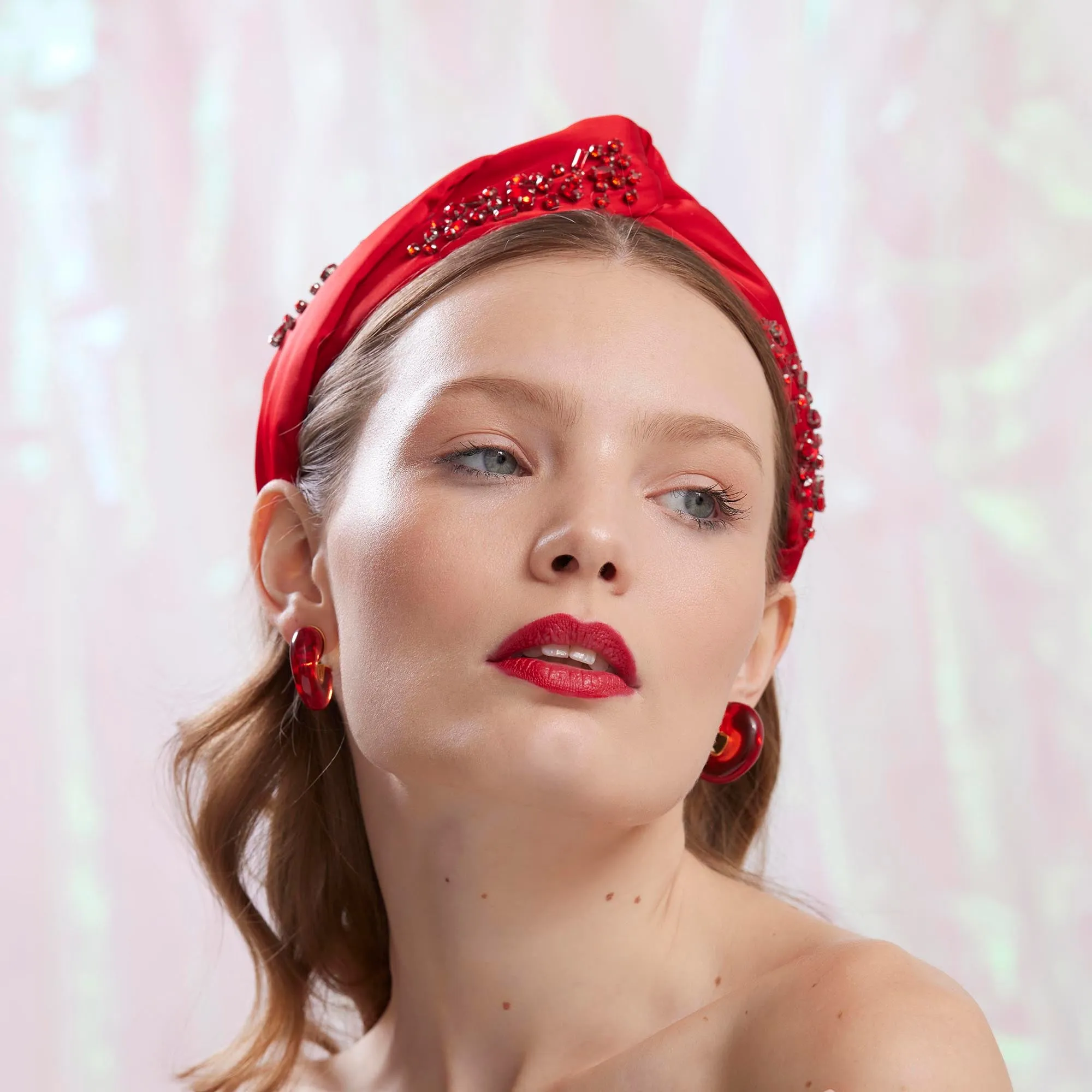JULY RUBY MARLENE JEWELED BIRTHSTONE HEADBAND sold by Lele Sadoughi product image thumbnail 4