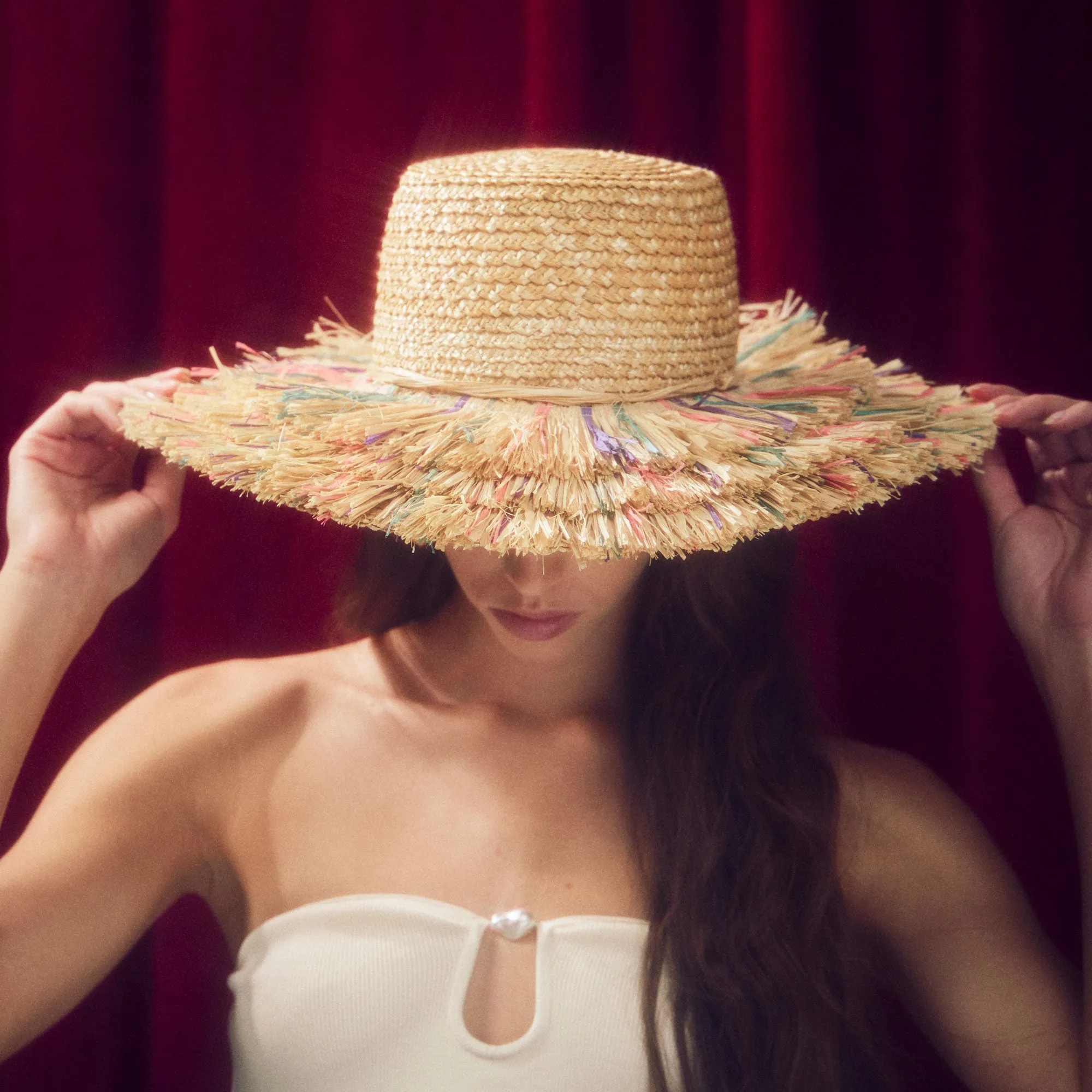DESERT SUNSET FRINGE STRAW HAT sold by Lele Sadoughi product image thumbnail 4