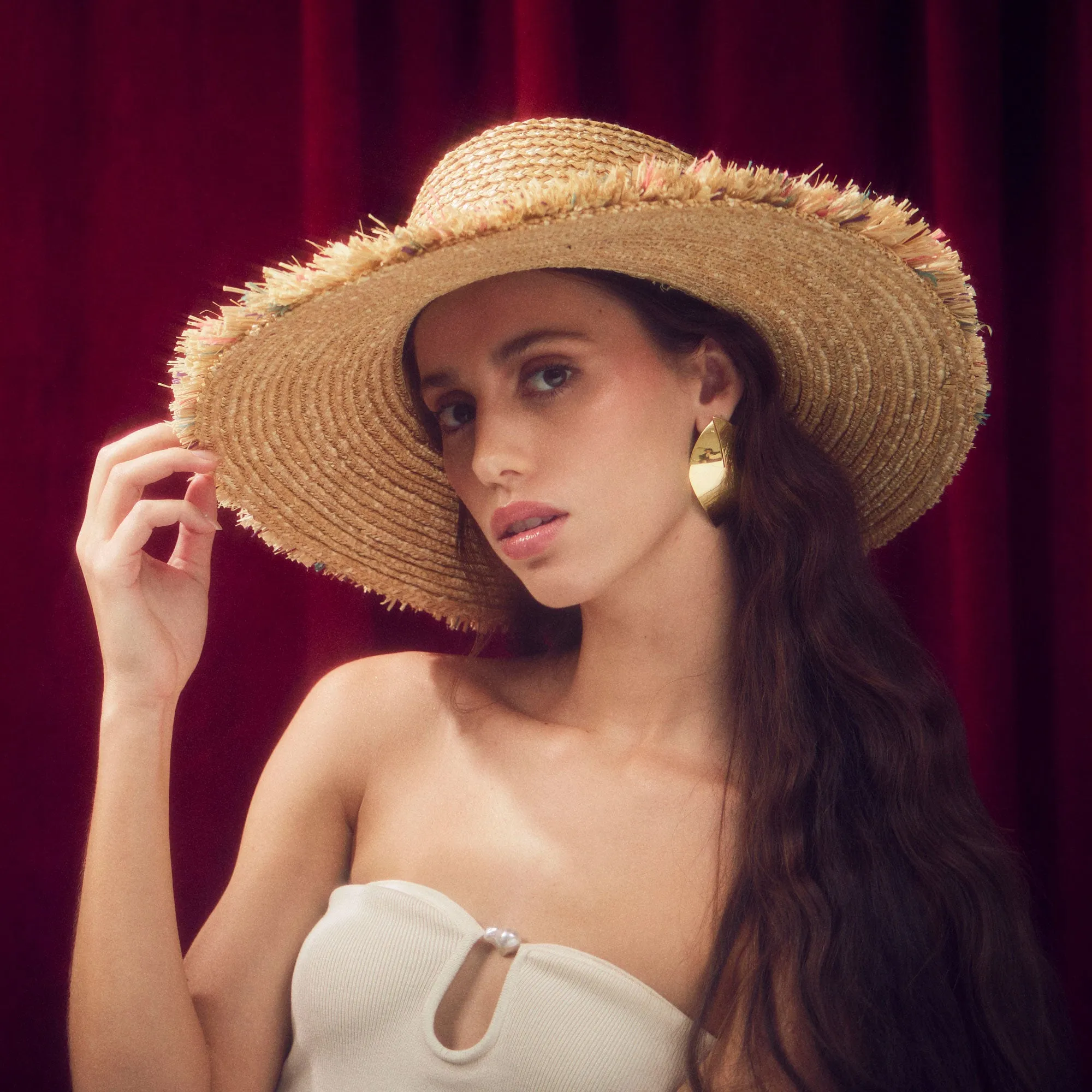 DESERT SUNSET FRINGE STRAW HAT sold by Lele Sadoughi product image thumbnail 2