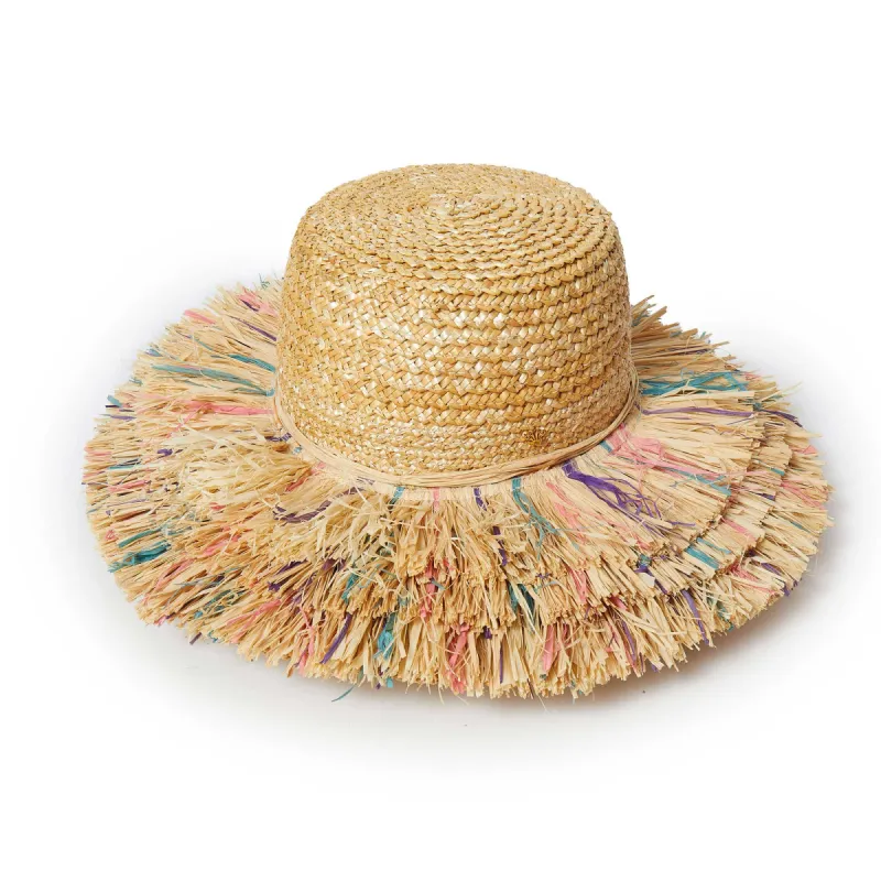 DESERT SUNSET FRINGE STRAW HAT sold by Lele Sadoughi