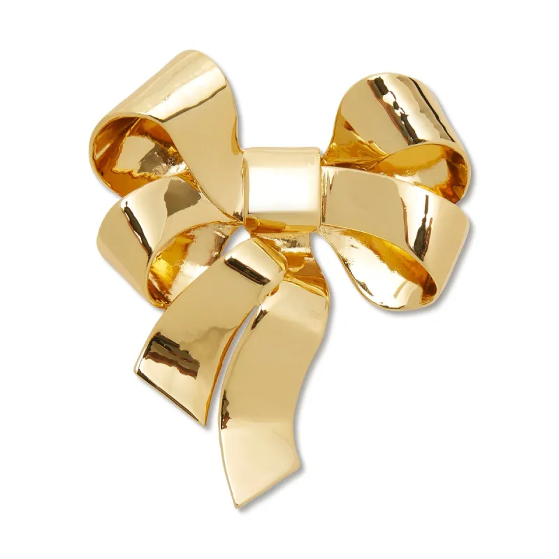GOLD DECO BOW BROOCH made by Lele Sadoughi